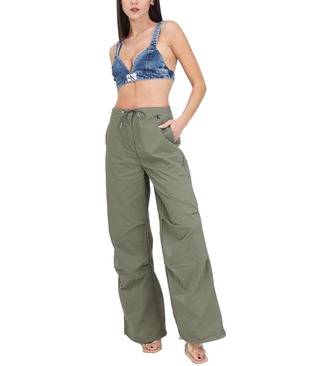 Pantalone Calvin Klein donna verde militare largo