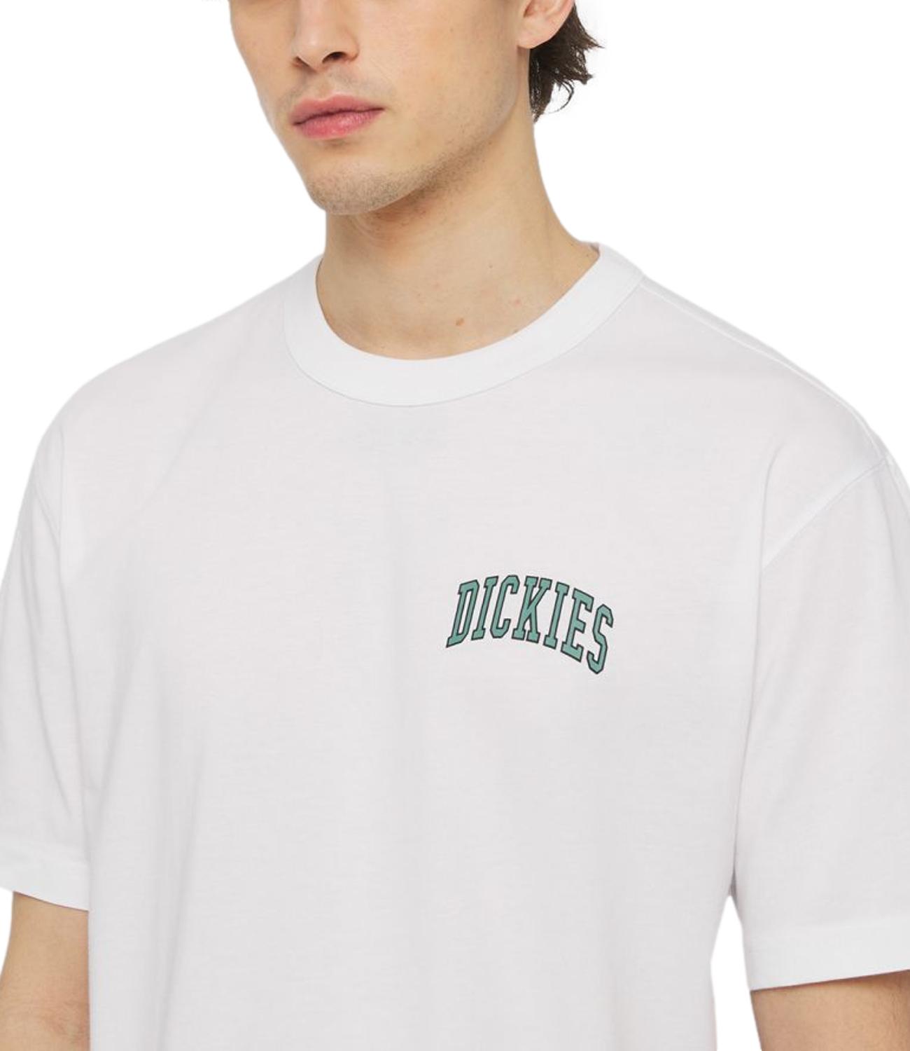 T-shirt Dickies bianca con logo verde Aitkin