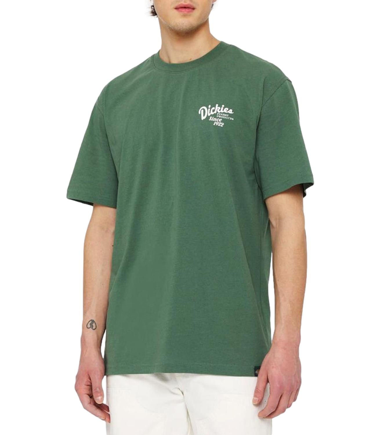 T-shirt Dickies verde con logo bianco Raven