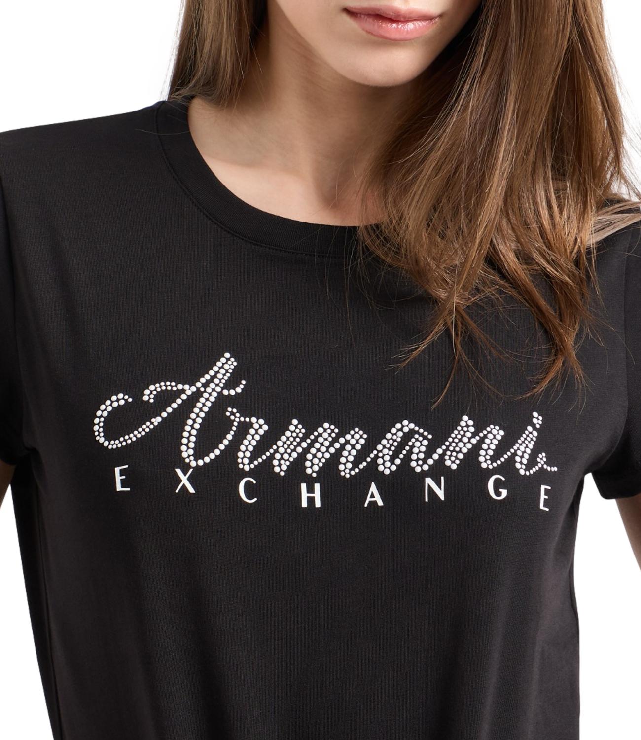 T-shirt nera logo swarovski