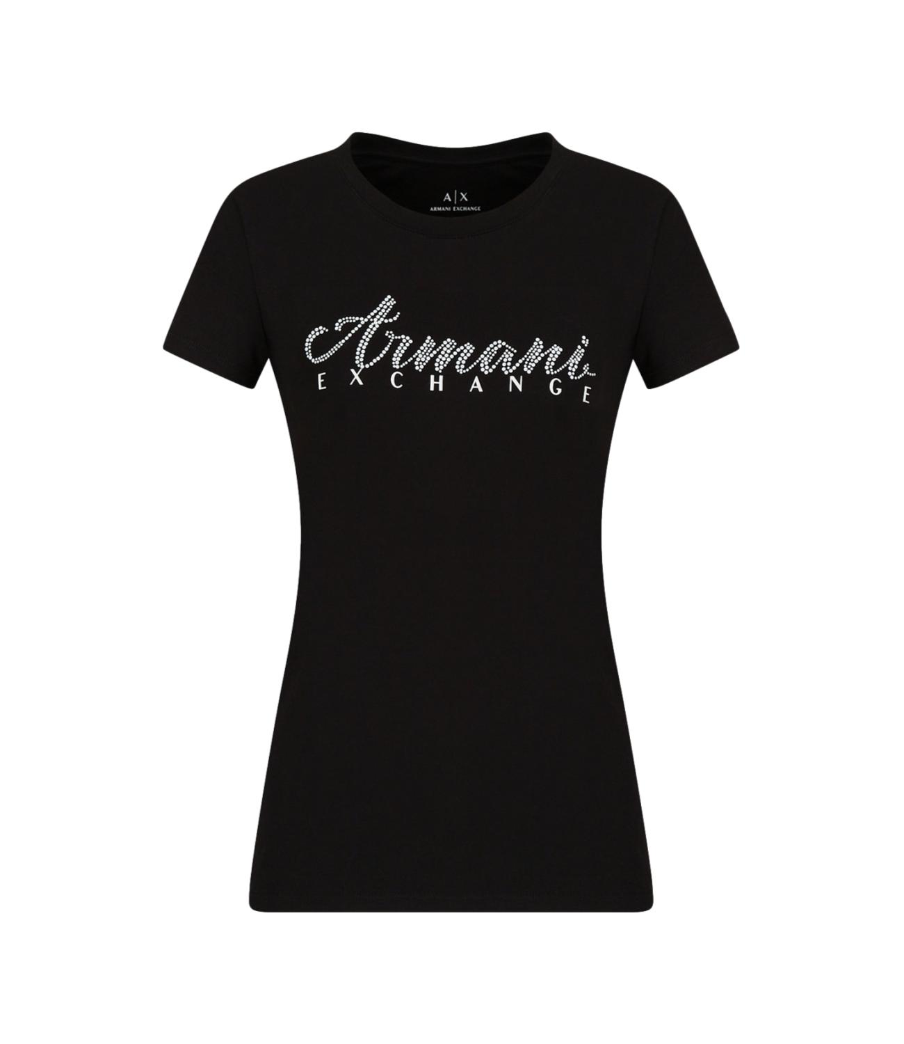 T-shirt nera logo swarovski
