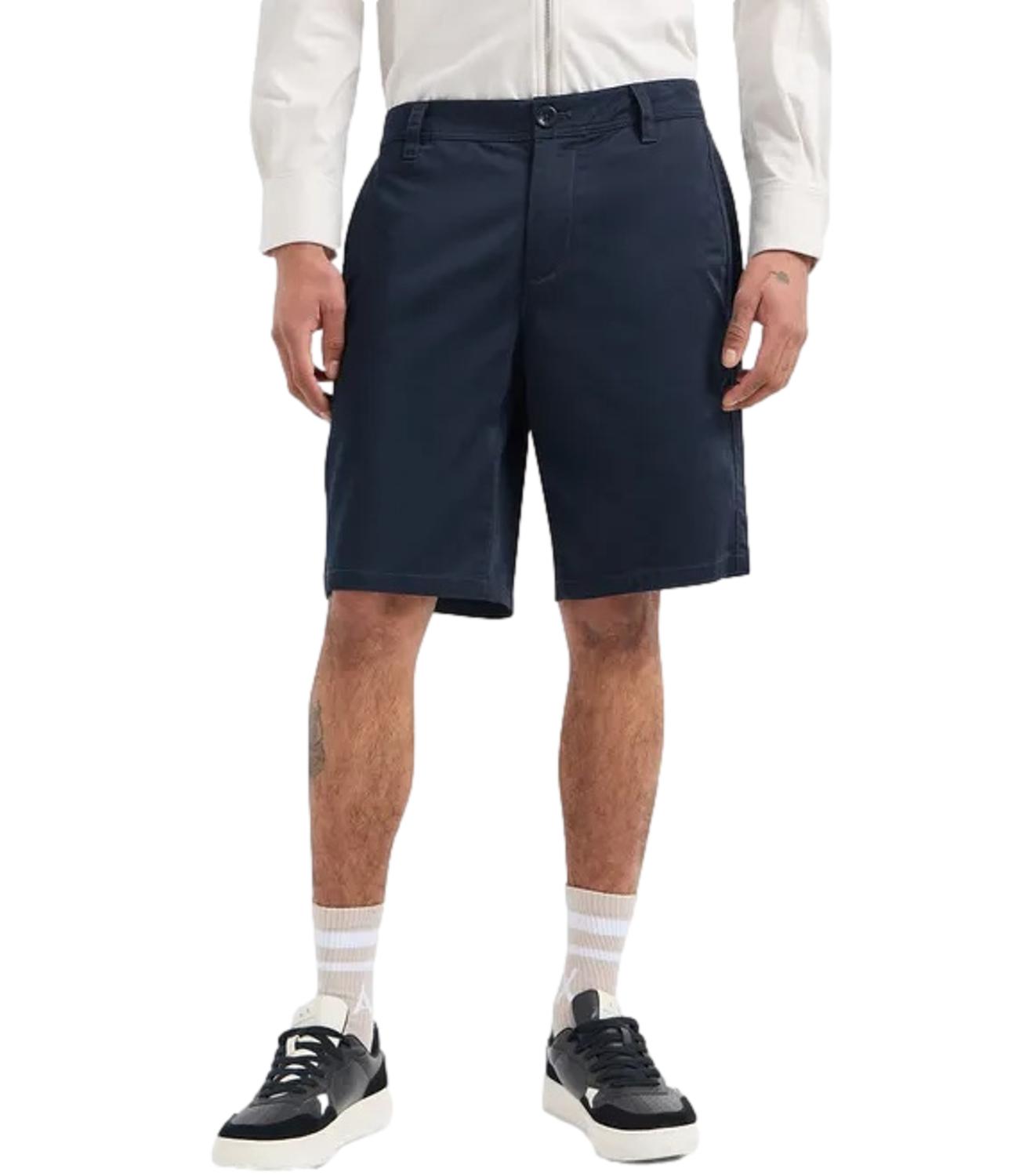 Armani Exchange Bermuda blu navy in cotone rasato