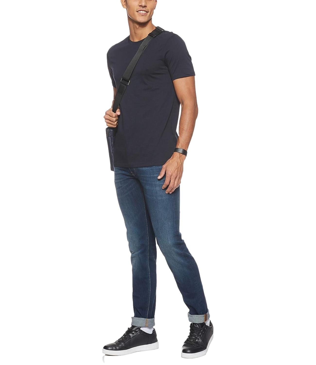 t-shirt uomo blu scuro no logo AX