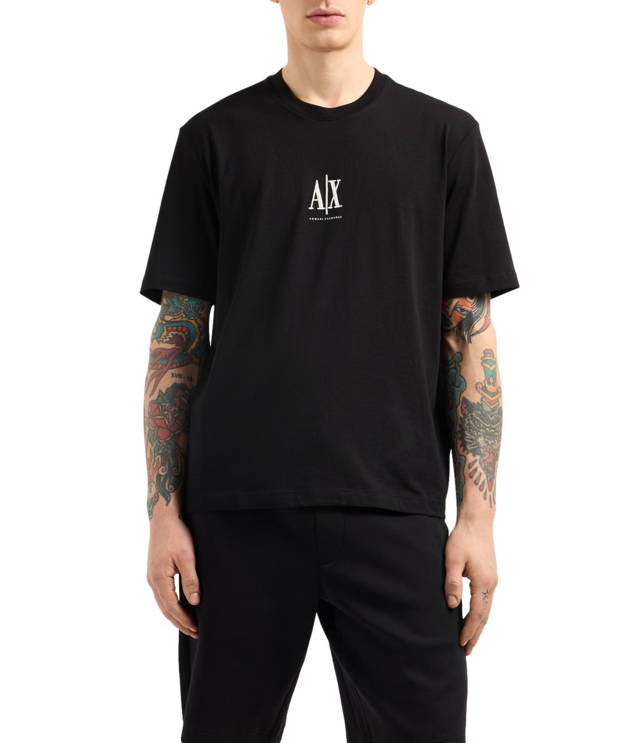T-shirt nera uomo con logo AX sul petto