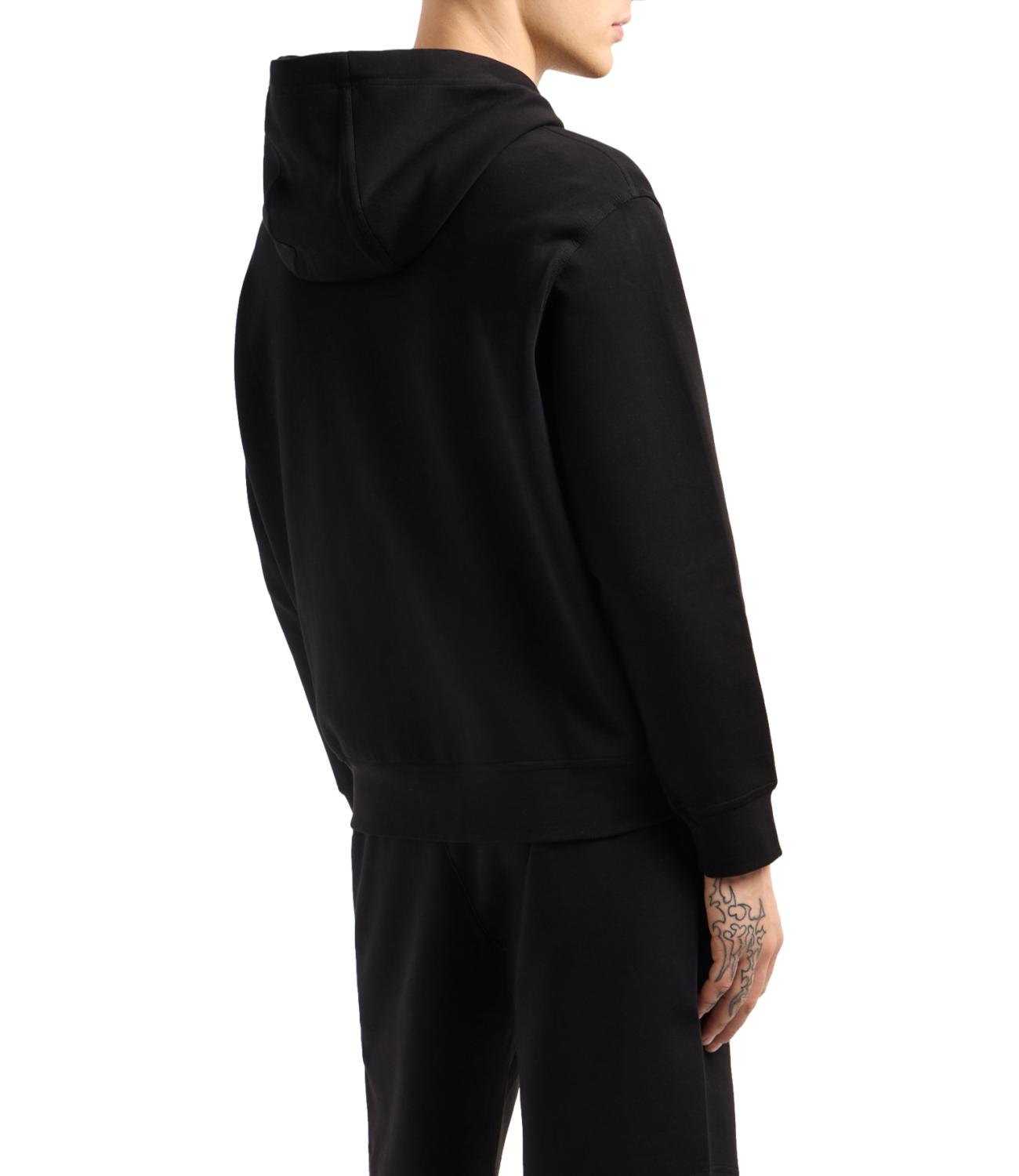 felpa nera con zip e cappuccio da uomo
