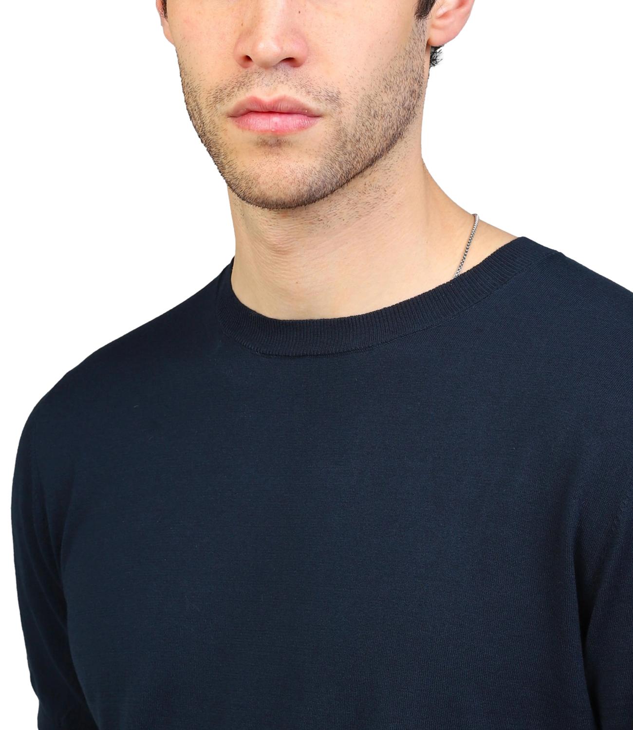 t-shirt di filo in cotone crepe blu