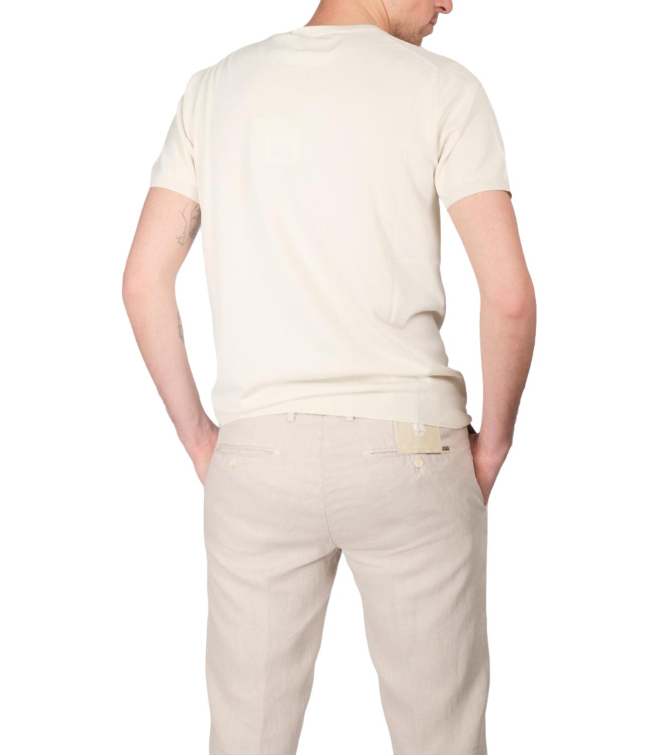 t-shirt di filo in cotone crepe beige sabbia