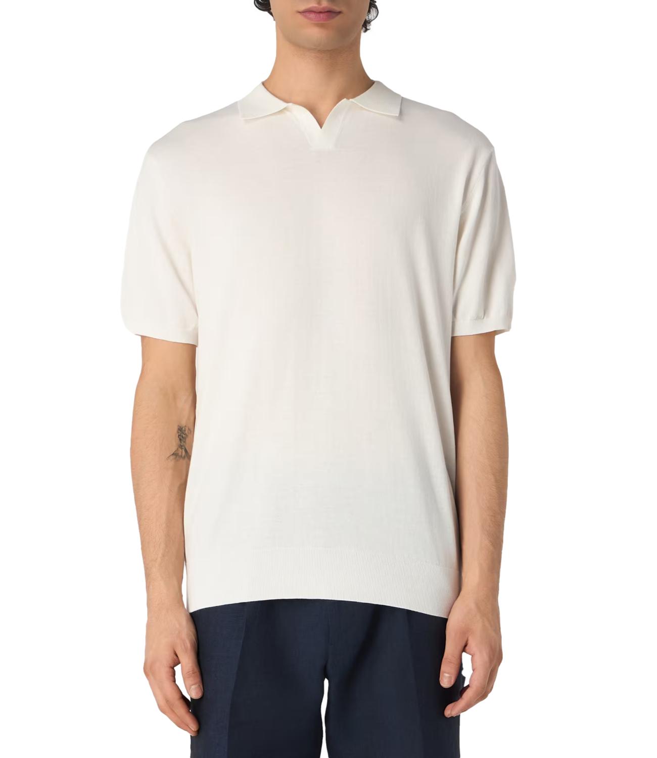 Polo di filo in cotone crepe bianco