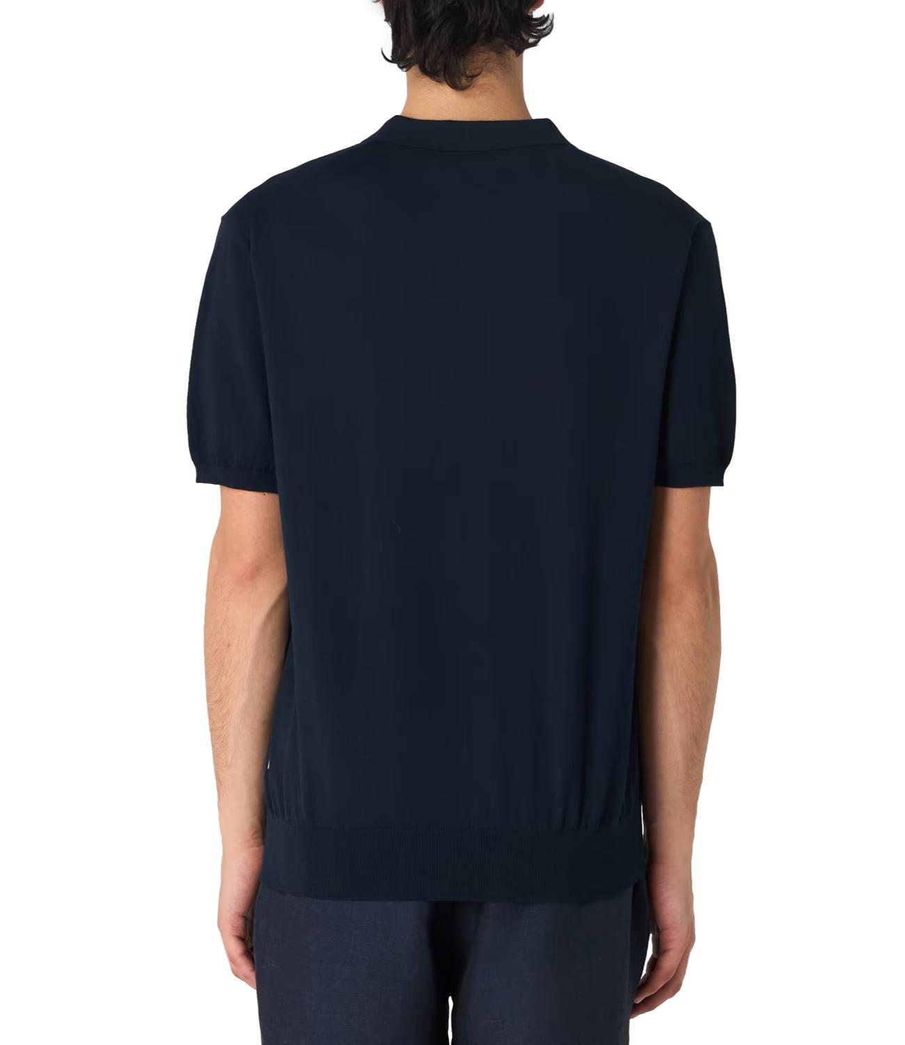 Polo di filo in cotone crepe blu scuro