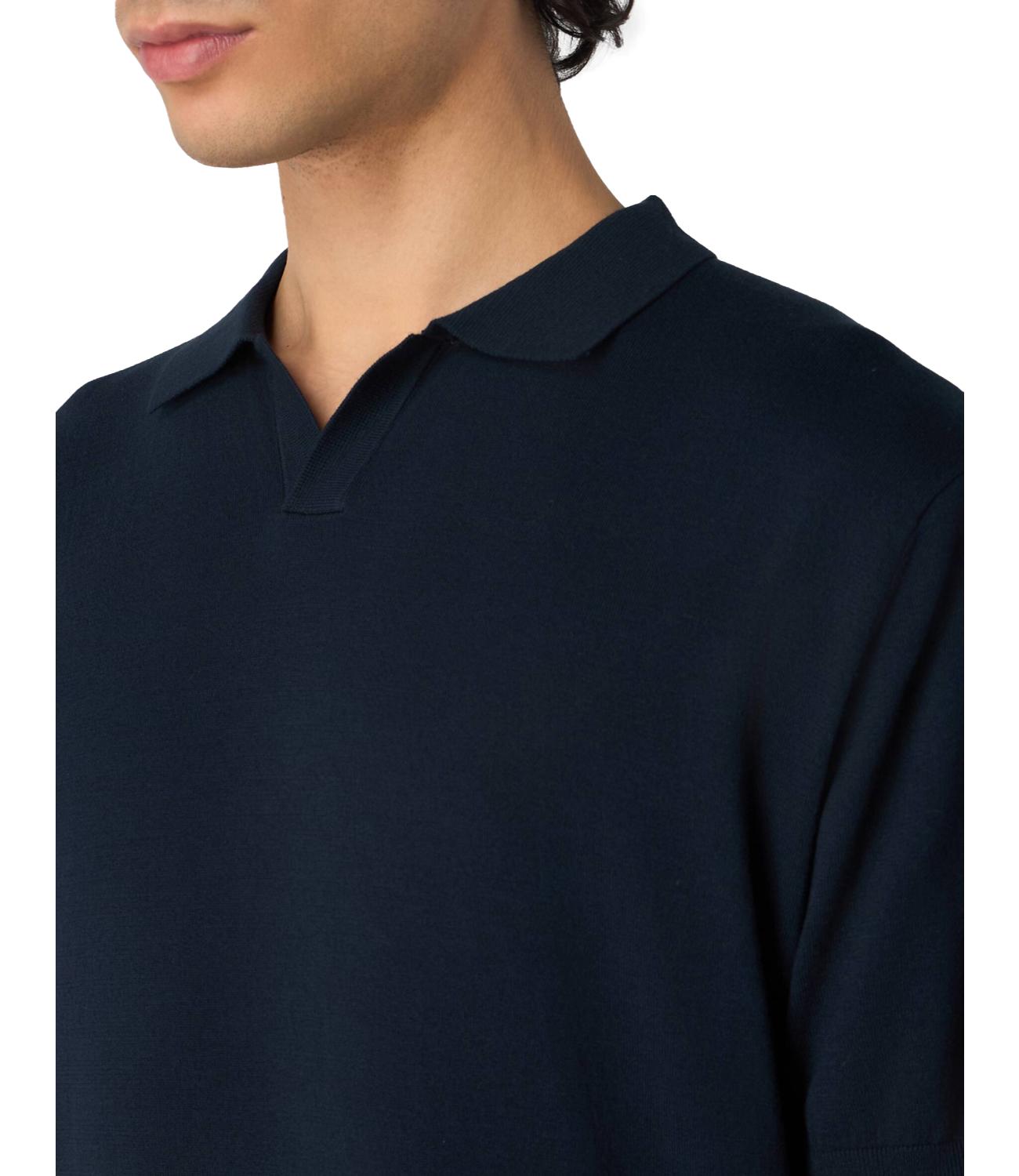 Polo di filo in cotone crepe blu scuro