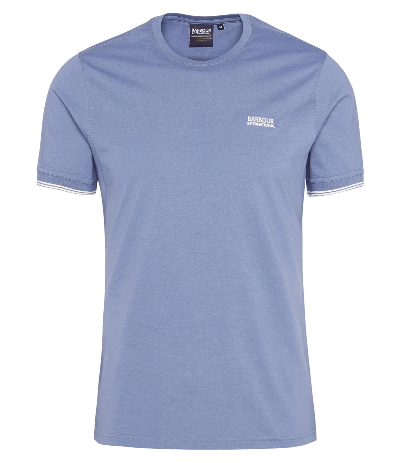 T-shirt PHILIP TIPPED CUFF TEE washed blu
