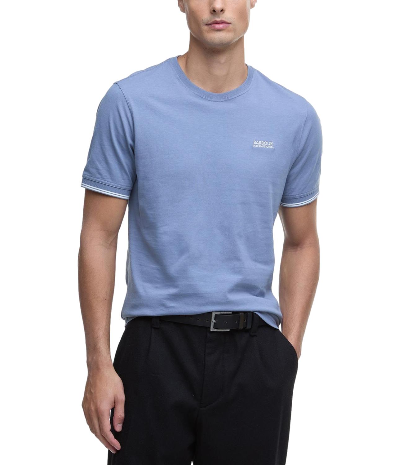 T-shirt PHILIP TIPPED CUFF TEE washed blu