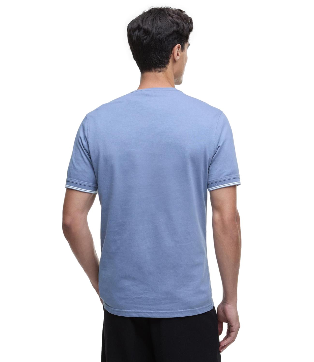 T-shirt PHILIP TIPPED CUFF TEE washed blu
