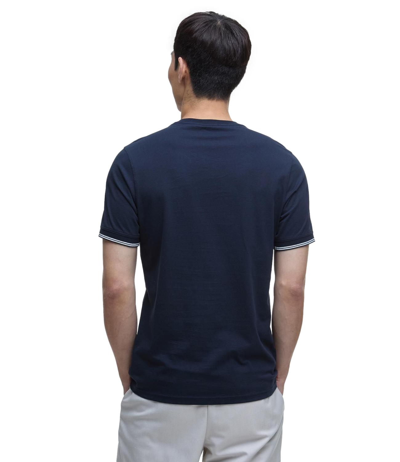 T-shirt PHILIP TIPPED CUFF TEE navy