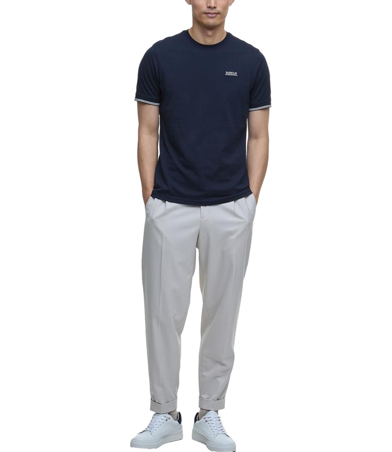 T-shirt PHILIP TIPPED CUFF TEE navy