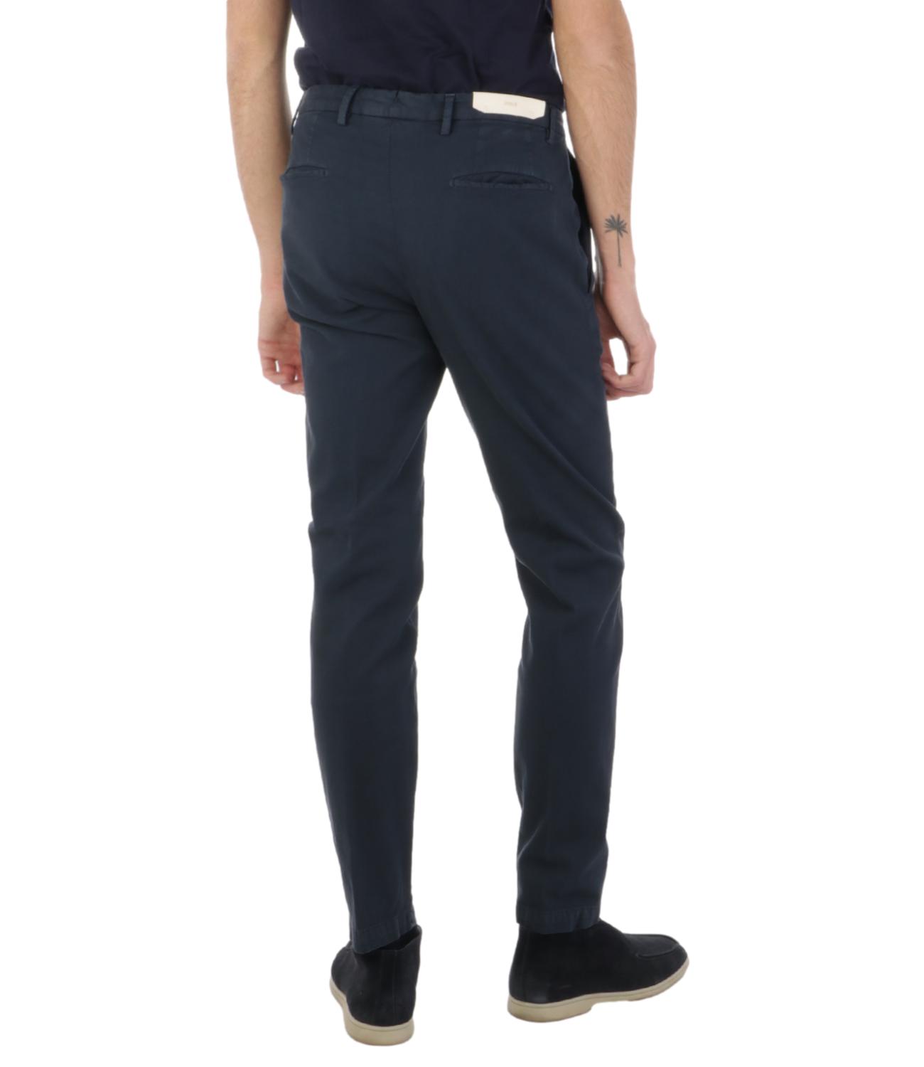 Pantalone Briglia blu cotone effetto lino