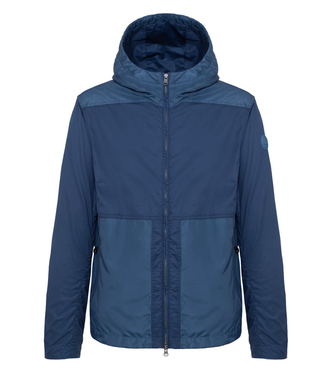 Giacca in cotone e nylon blu aperto