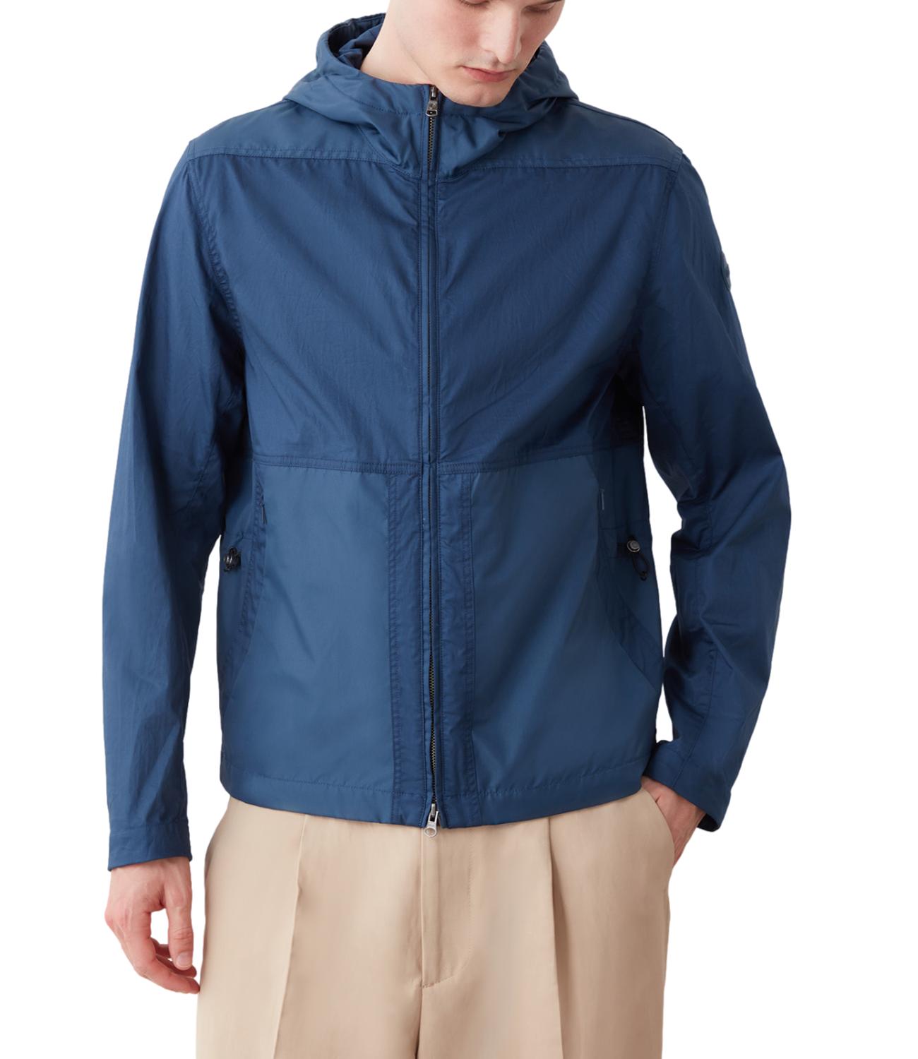 Giacca in cotone e nylon blu aperto