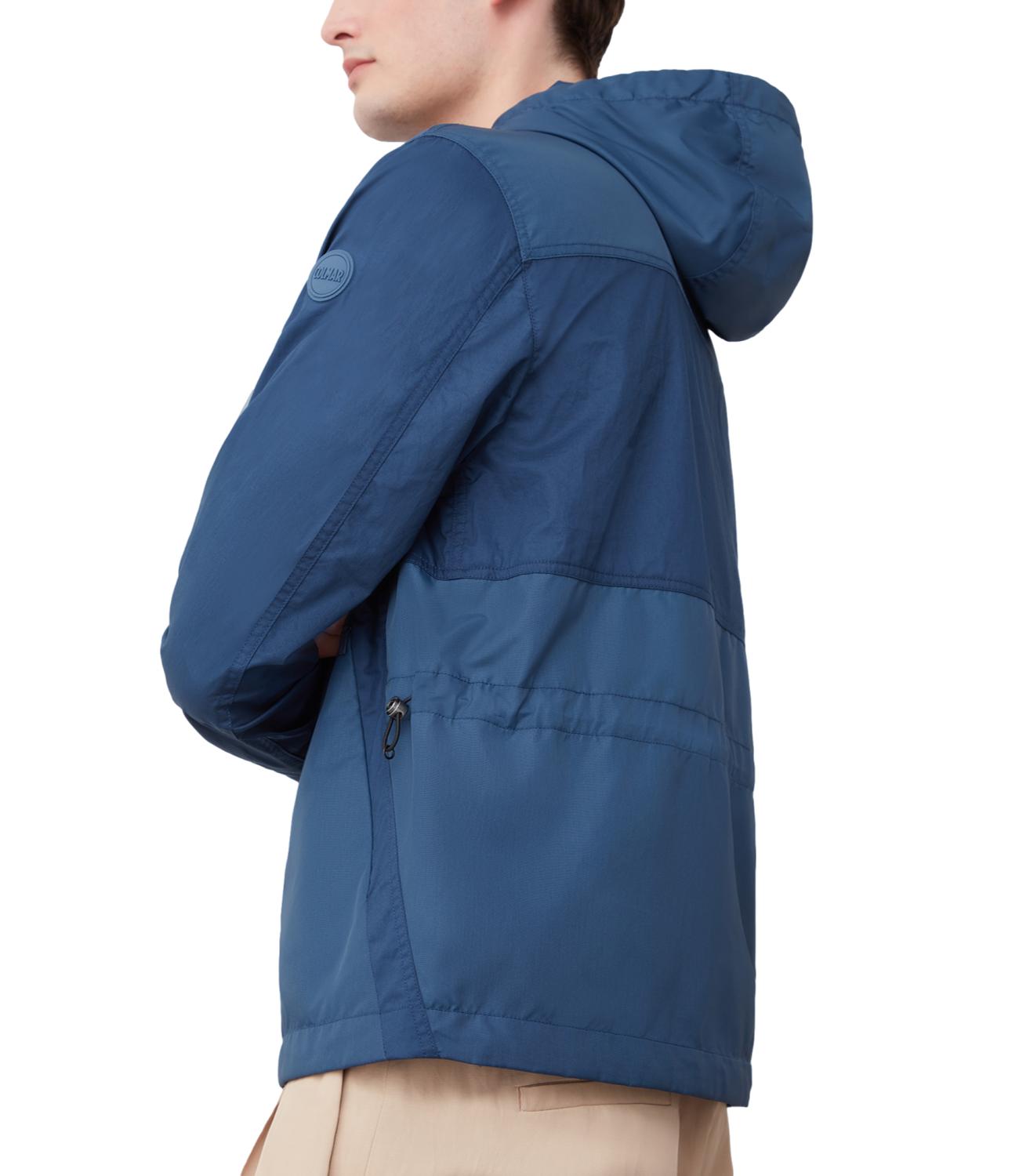 Giacca in cotone e nylon blu aperto