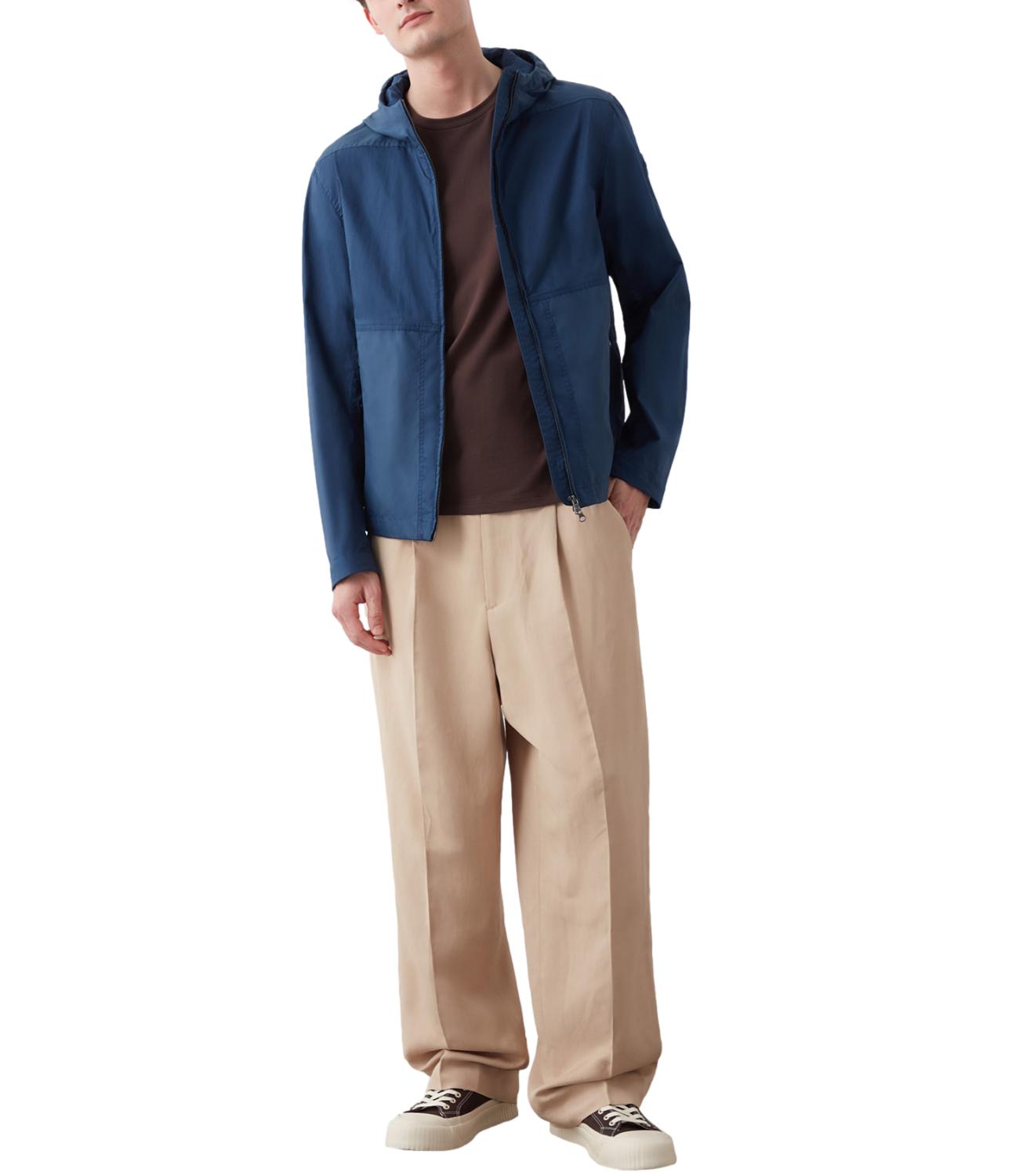 Giacca in cotone e nylon blu aperto
