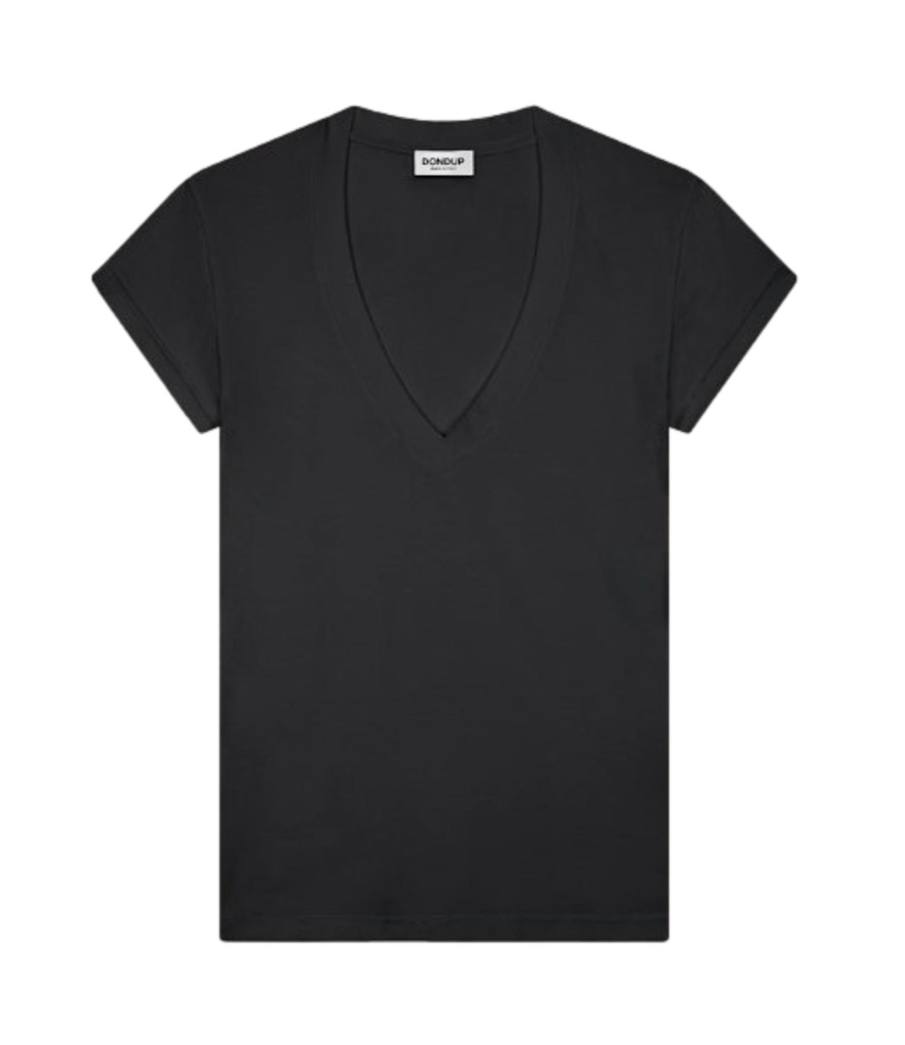 T-shirt scollo V regular jersey nera