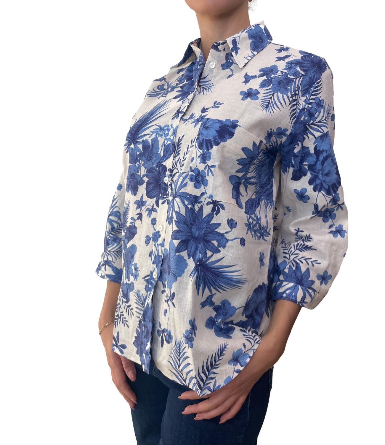 Emme Marella Camicia Boboli Blu Tropicale Donna
