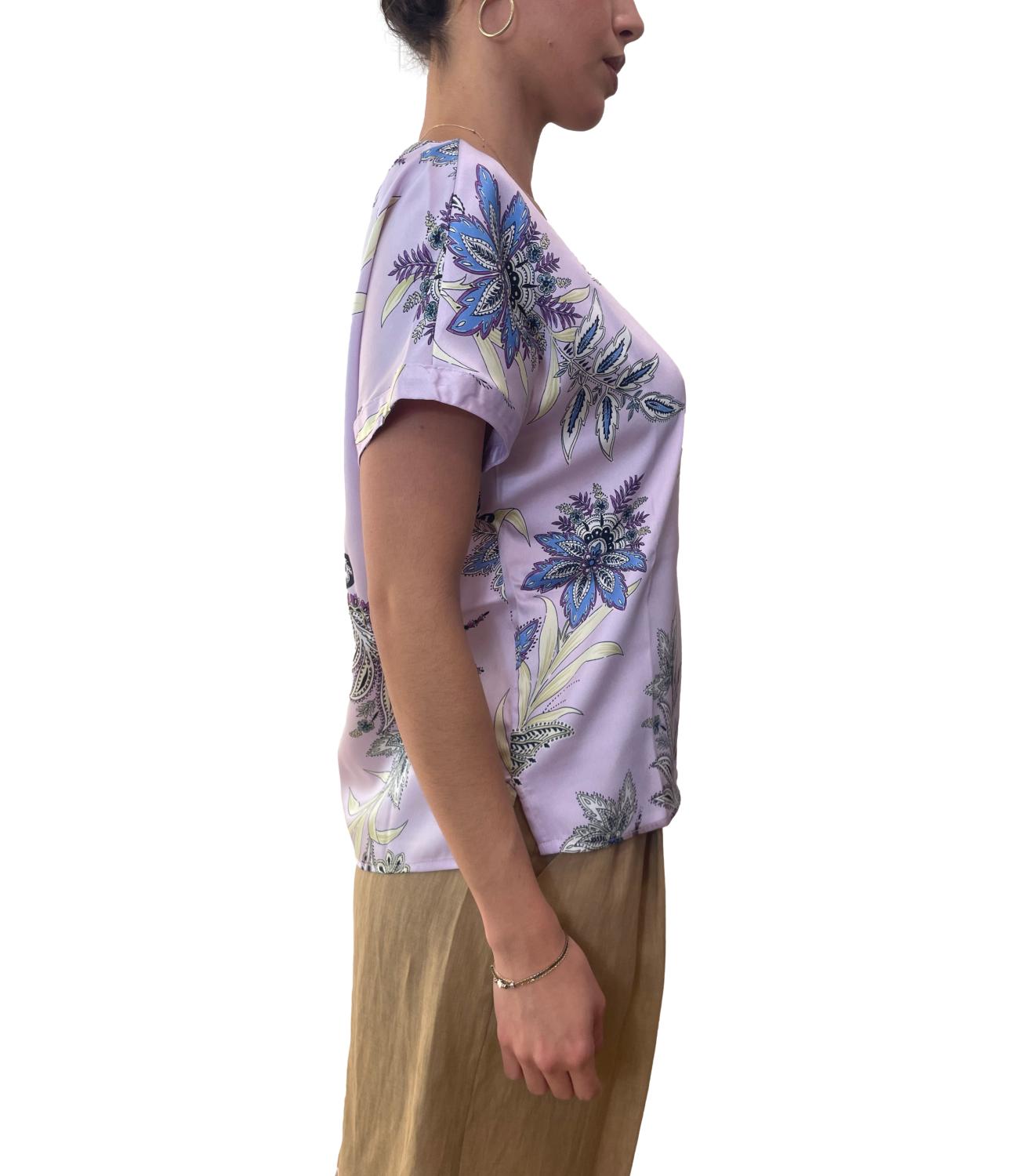Emme Marella Blusa Riposo Lilla Floreale Donna