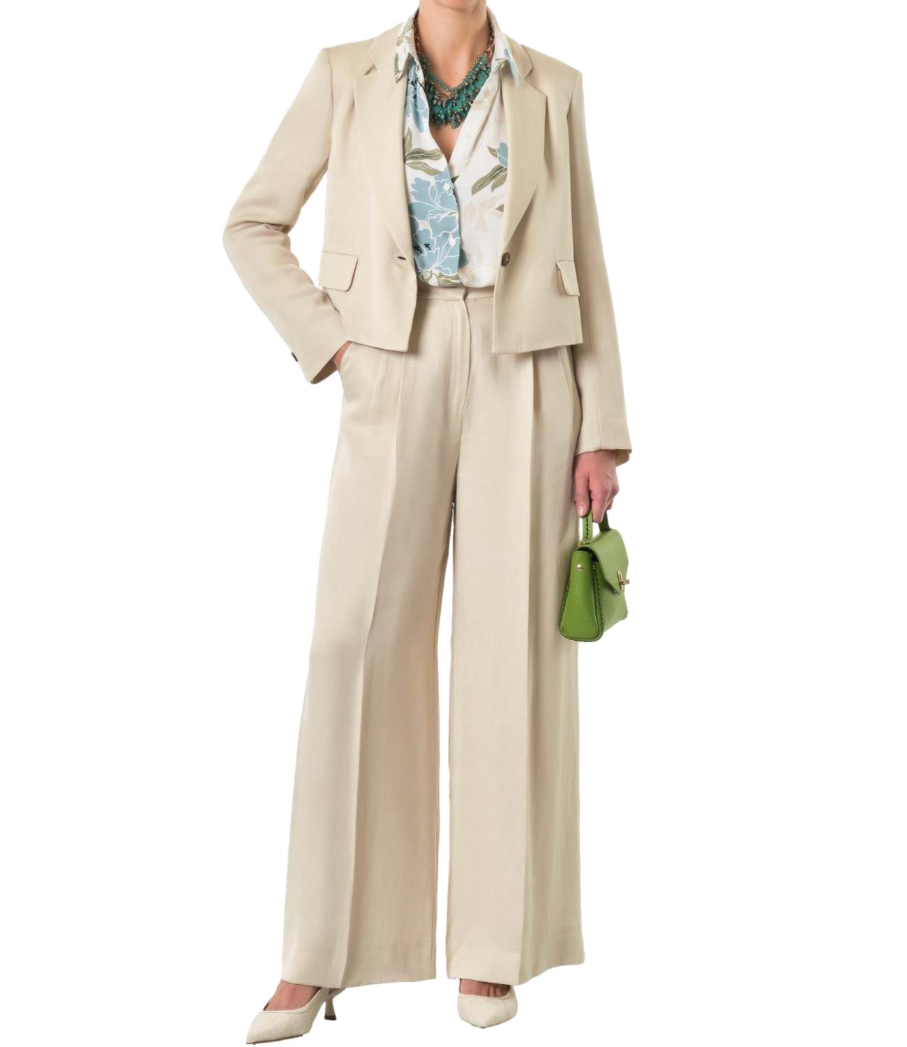 Emme Marella Pantalone Pianosa Beige Donna