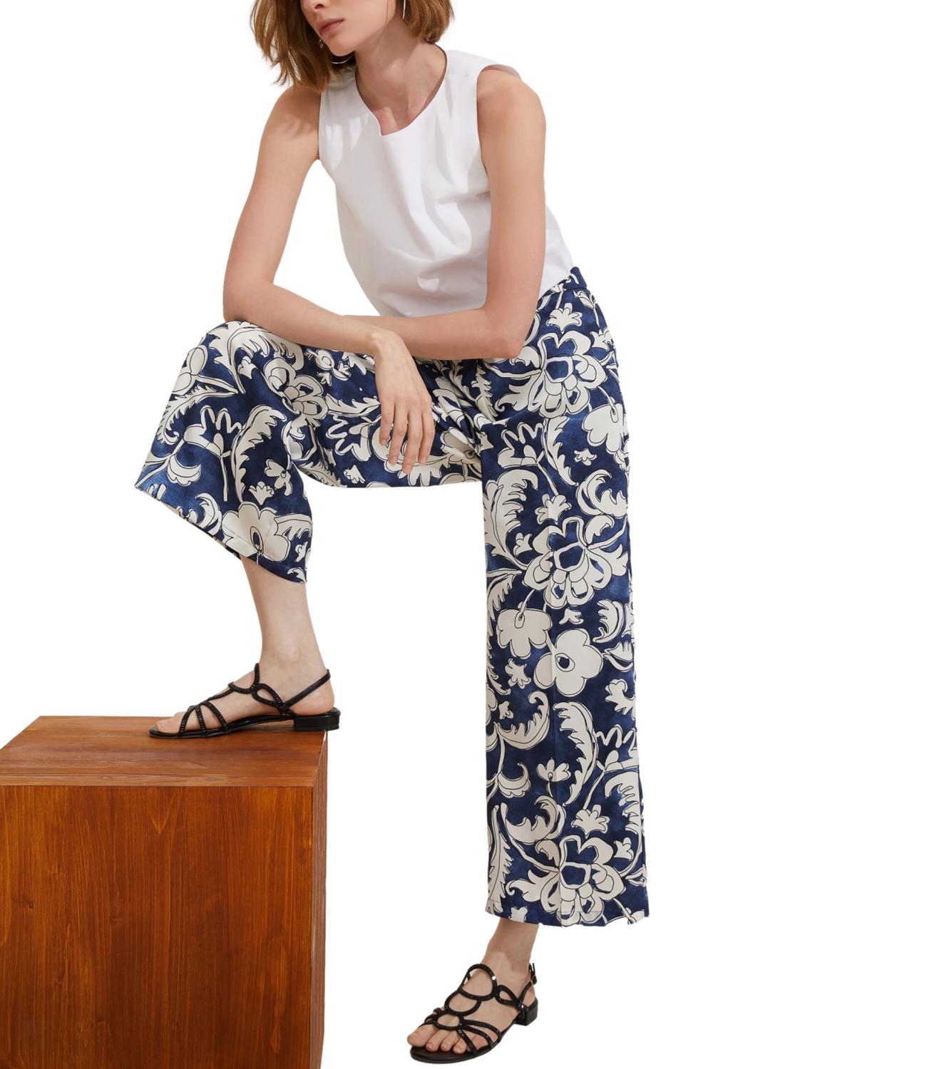 Emme Marella Pantalone Albi Blu Floreale Donna