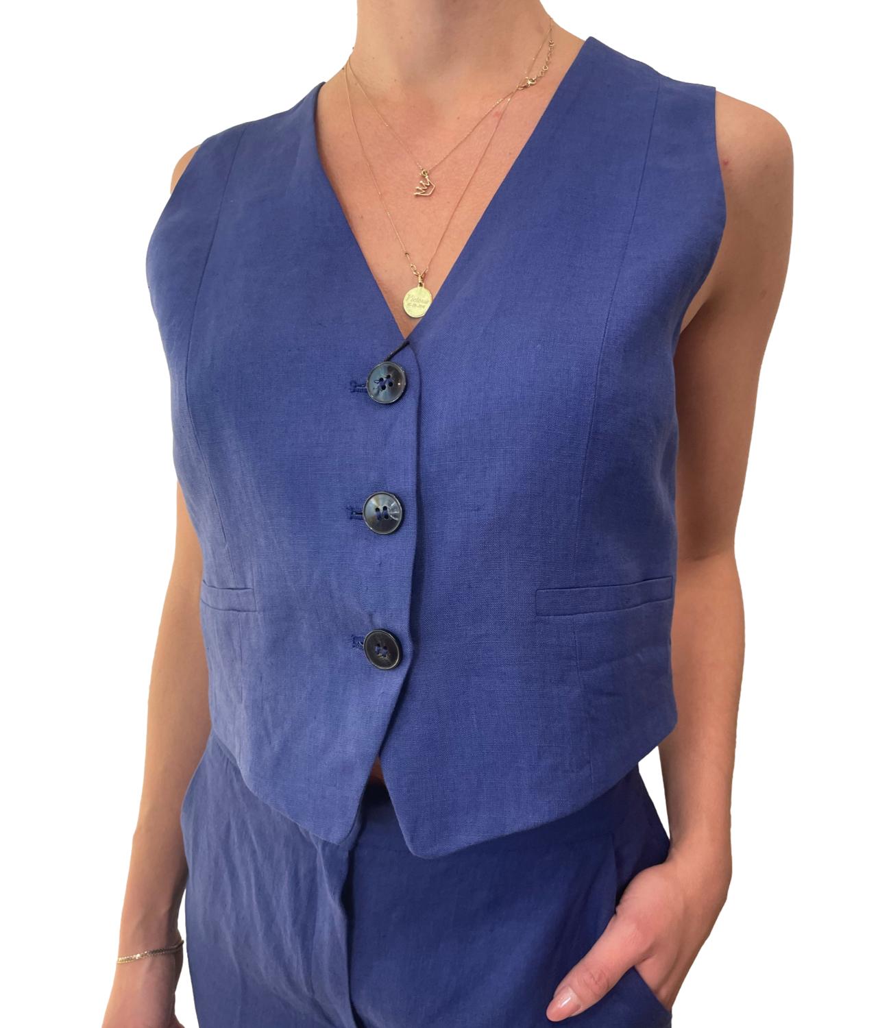 Emme Marella Gilet Anemone Blu Donna