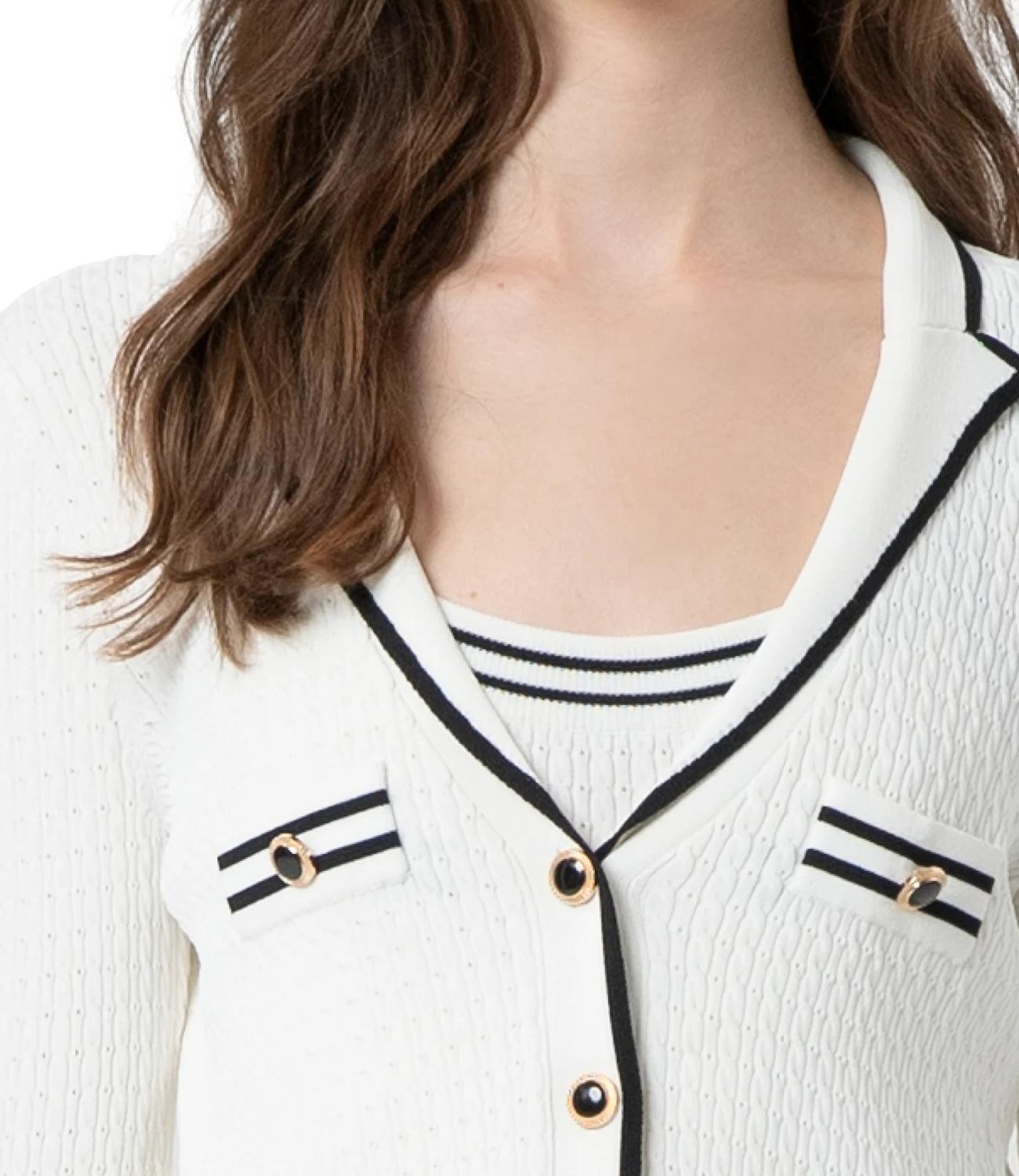 Fracomina Cardigan Crema/Nero Donna