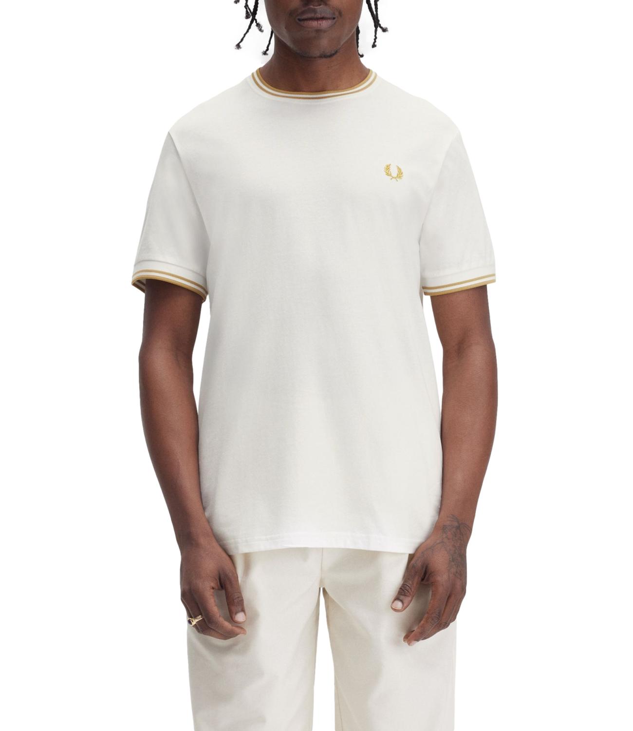 T-shirt Fred Perry twin tipped girocollo bianca