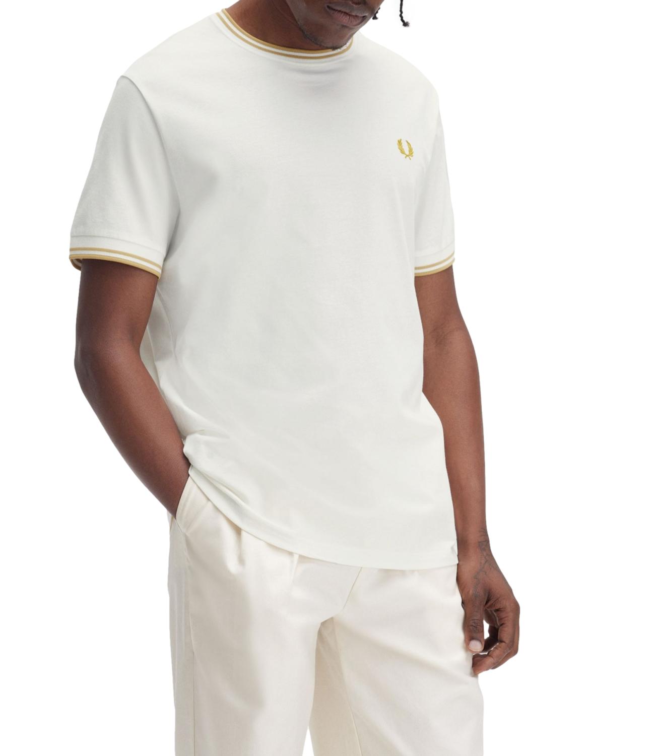 T-shirt Fred Perry twin tipped girocollo bianca
