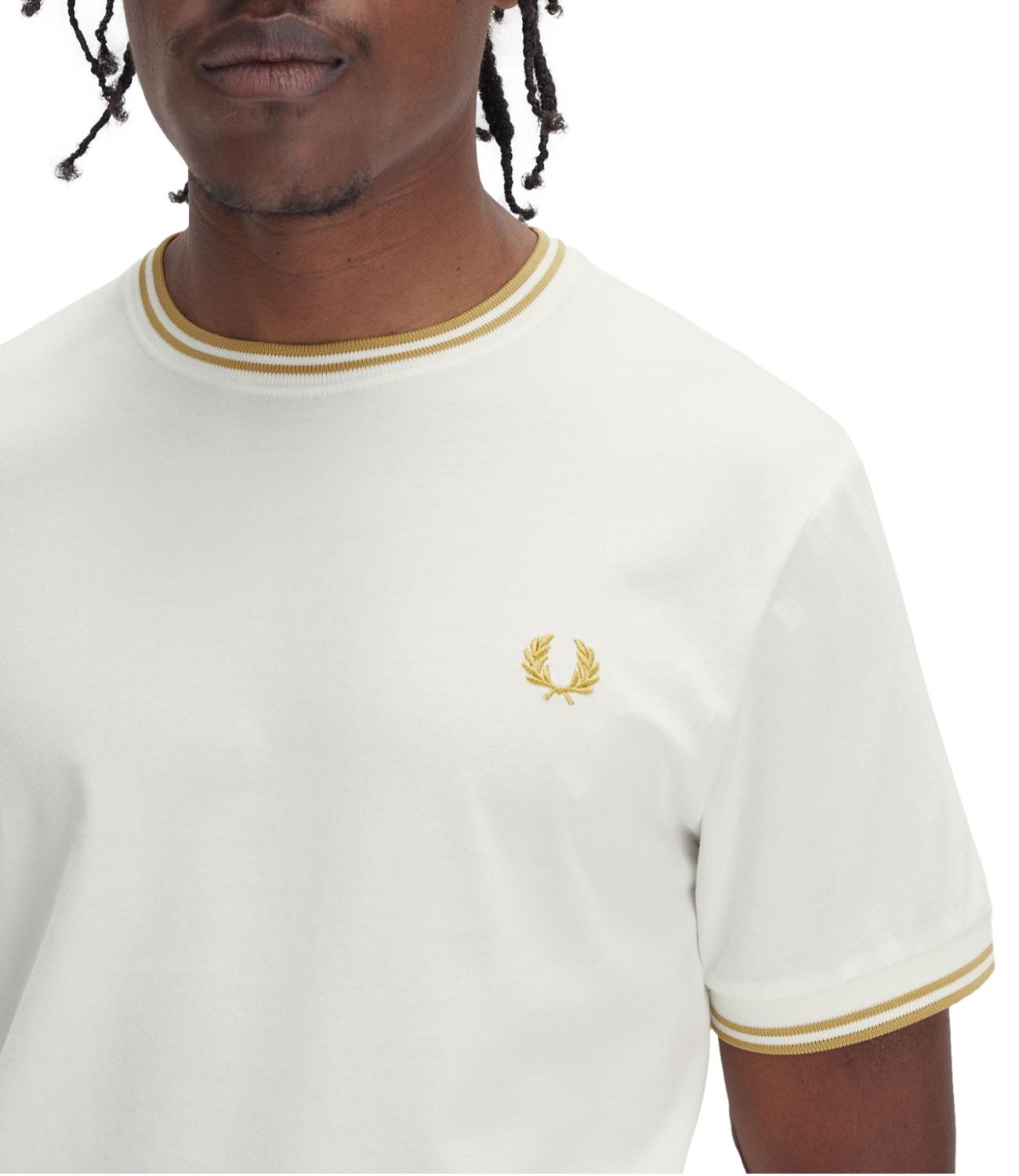 T-shirt Fred Perry twin tipped girocollo bianca