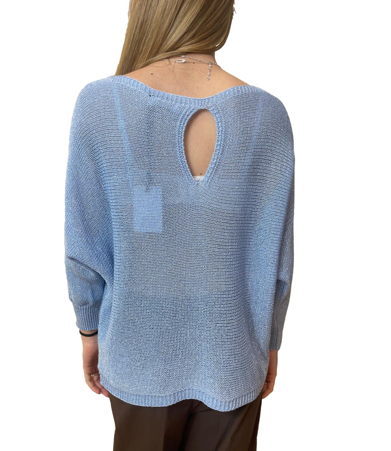 Glamour Maglia Lurex Celeste Donna