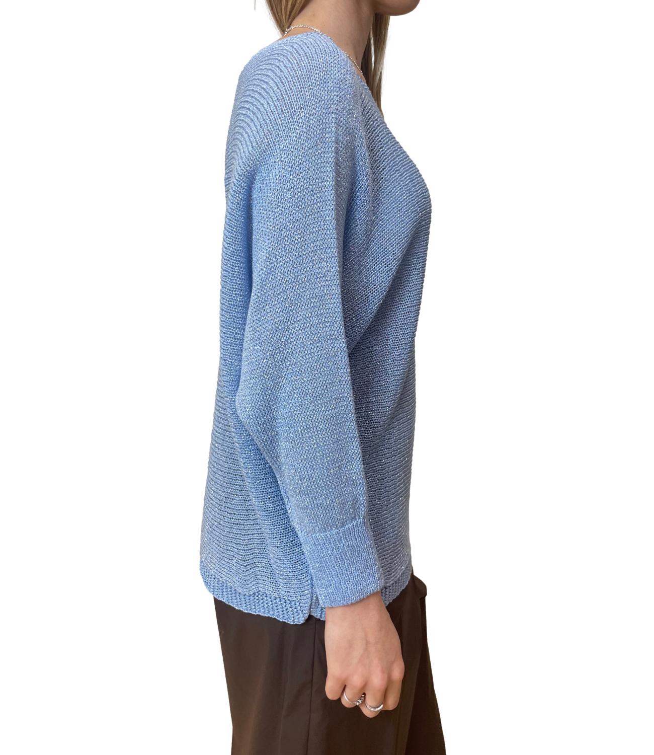 Glamour Maglia Lurex Celeste Donna
