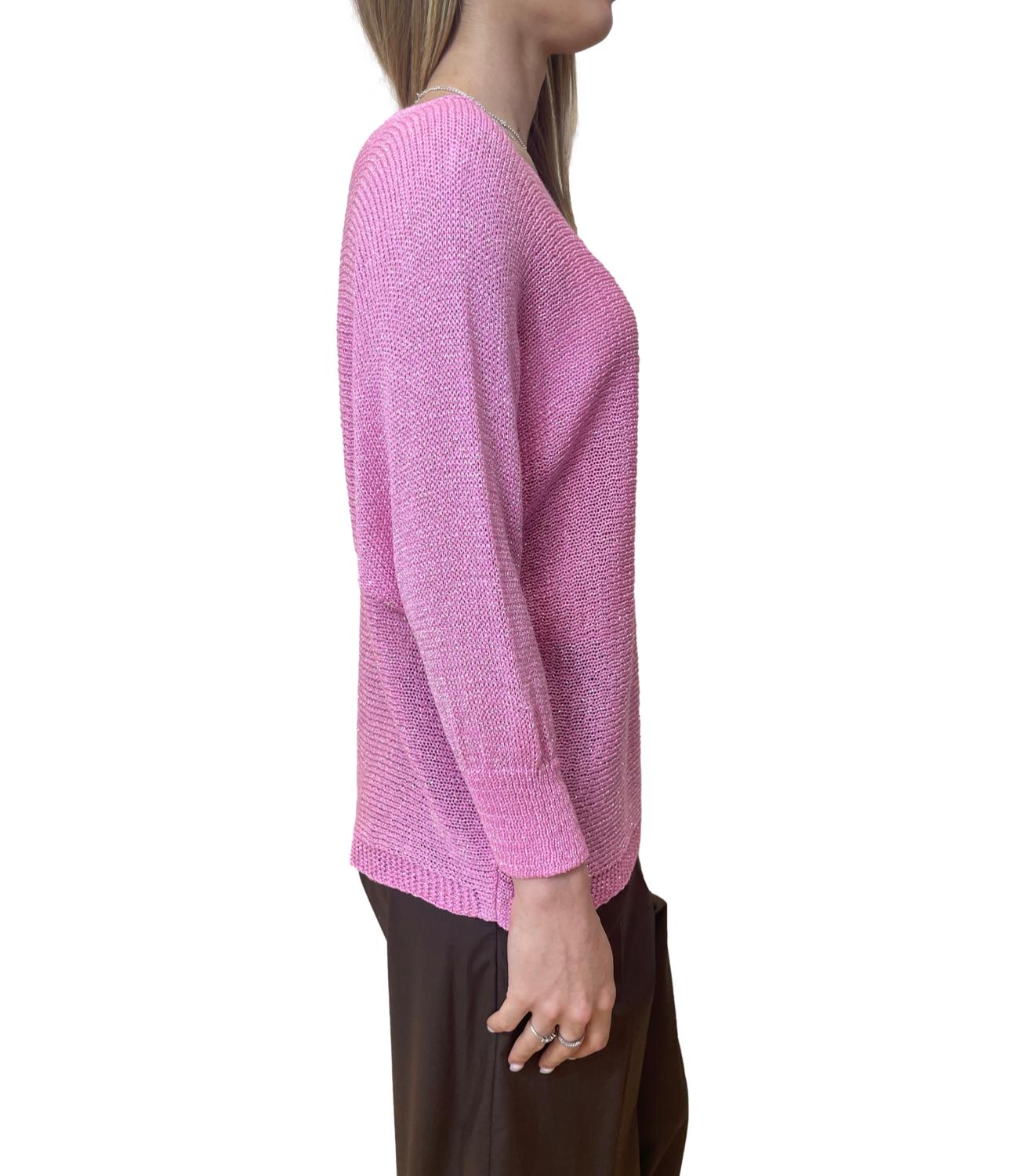 Glamour Maglia Lurex Rosa Donna