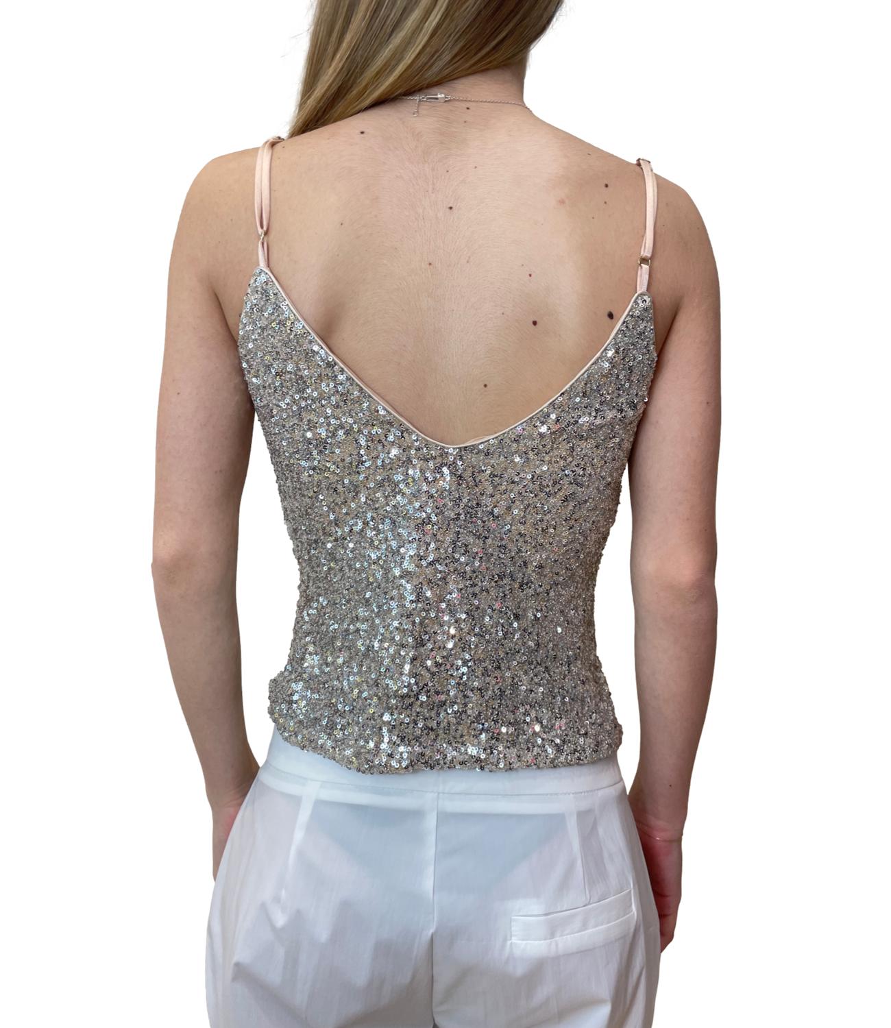 Imperial Top Paillettes Beige Donna