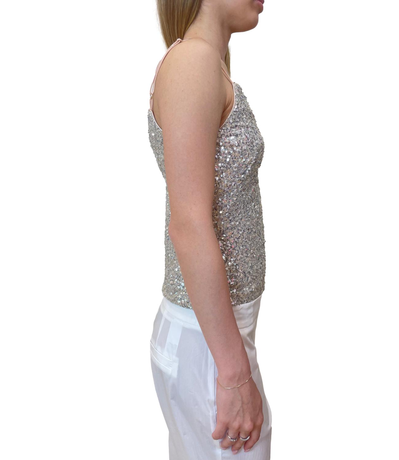 Imperial Top Paillettes Beige Donna