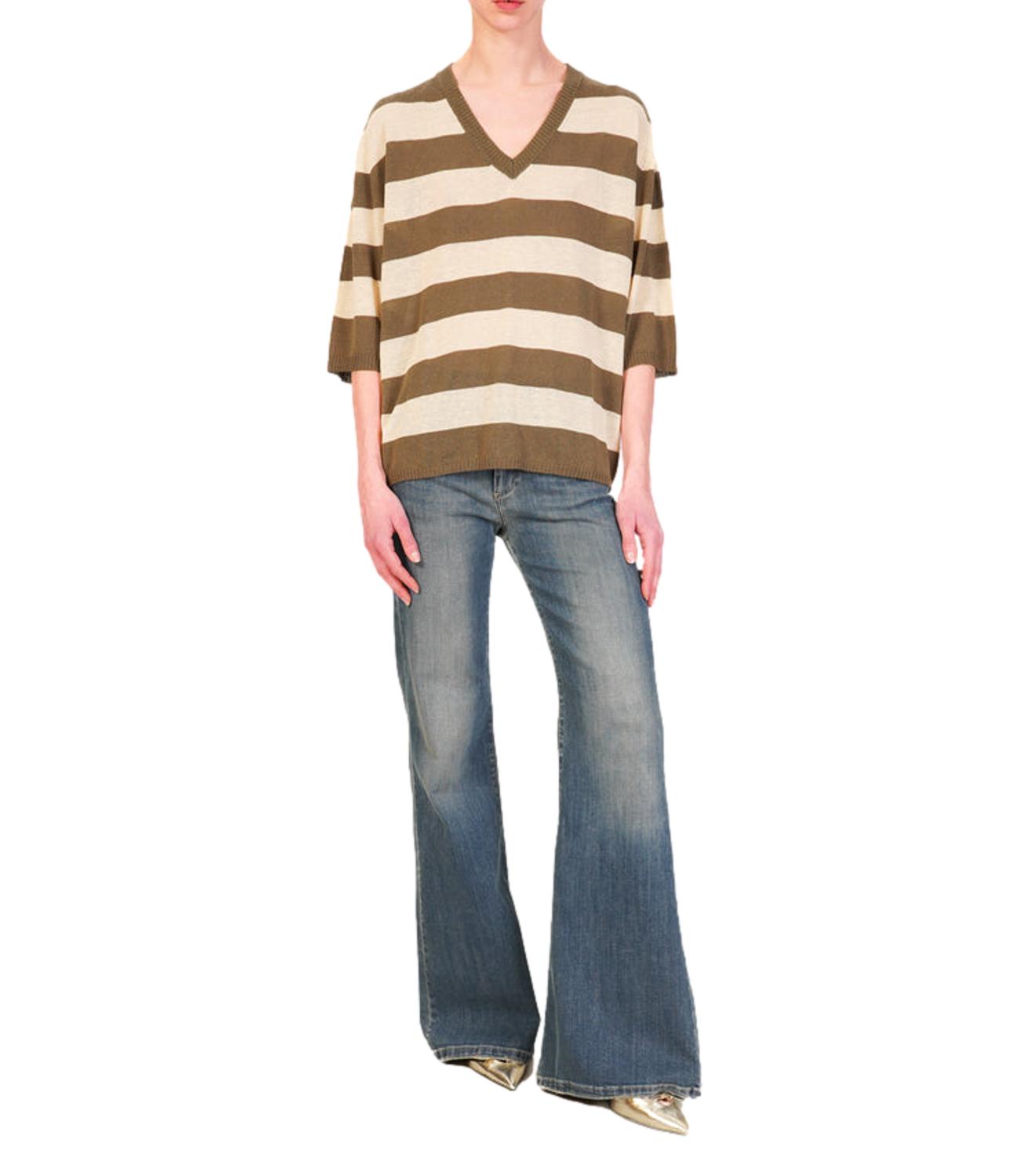 Kontatto maglia a righe oliva/crema donna