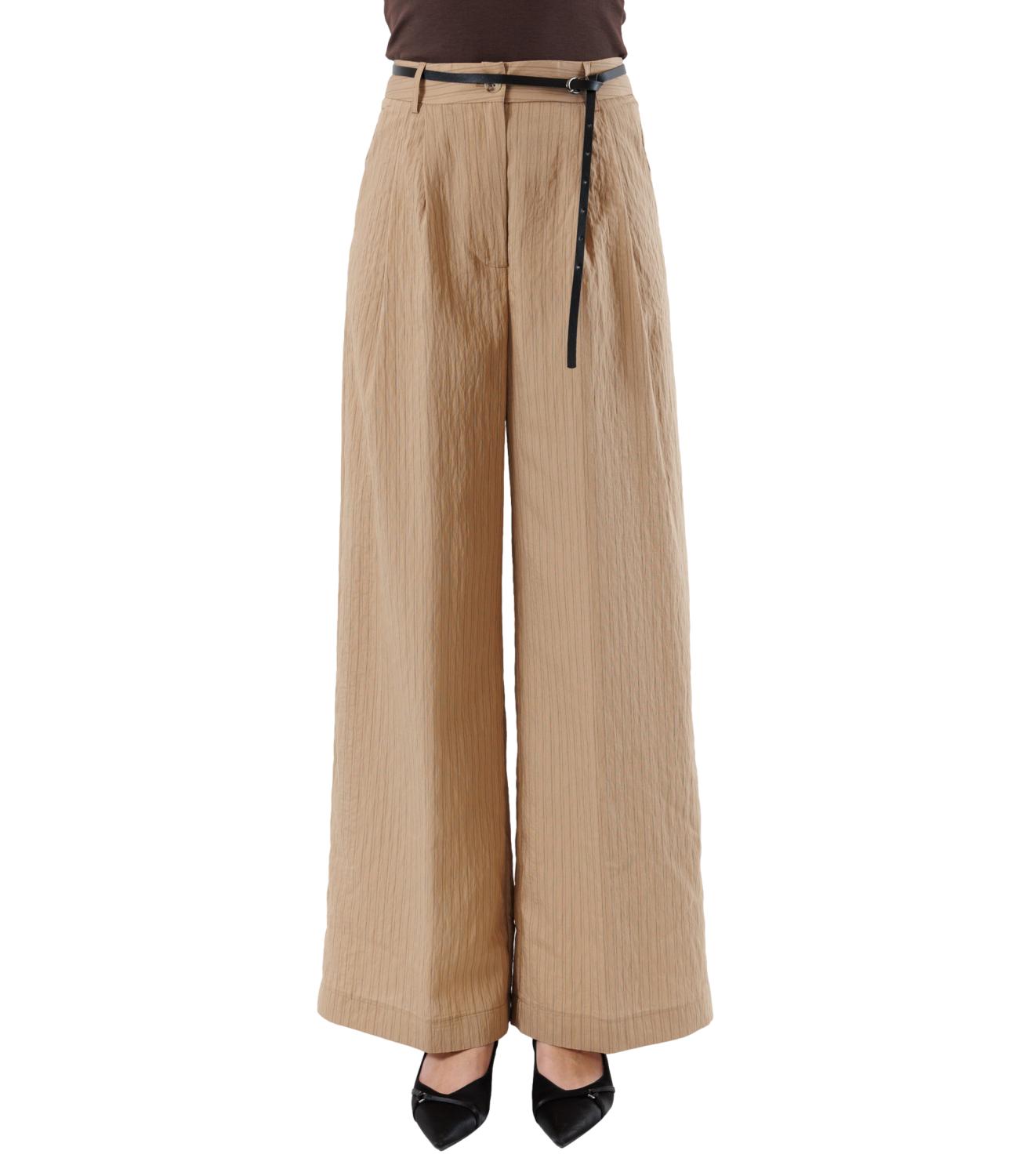 Kontatto pantalone pences gessato fango donna
