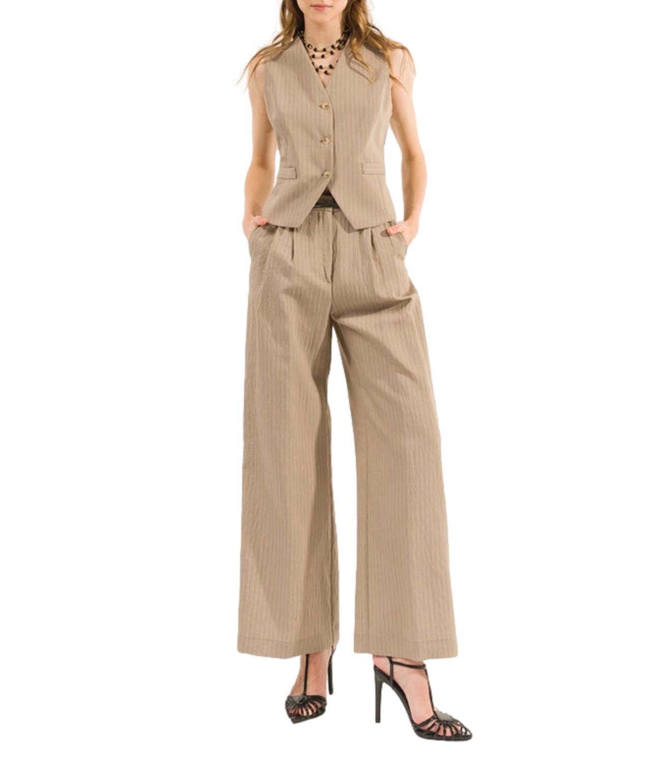 Kontatto pantalone pences gessato fango donna
