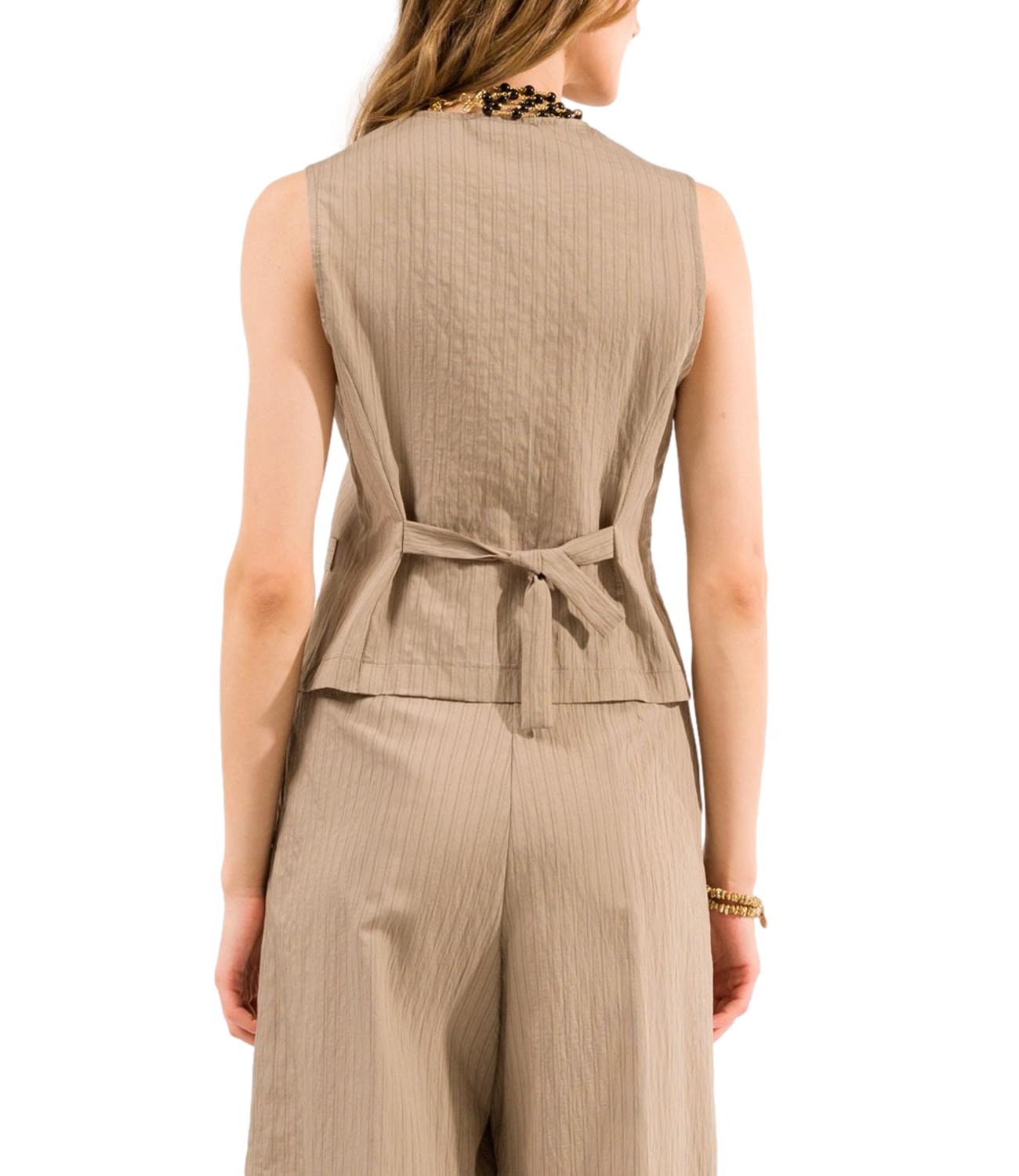 Kontatto gilet gessato fango donna