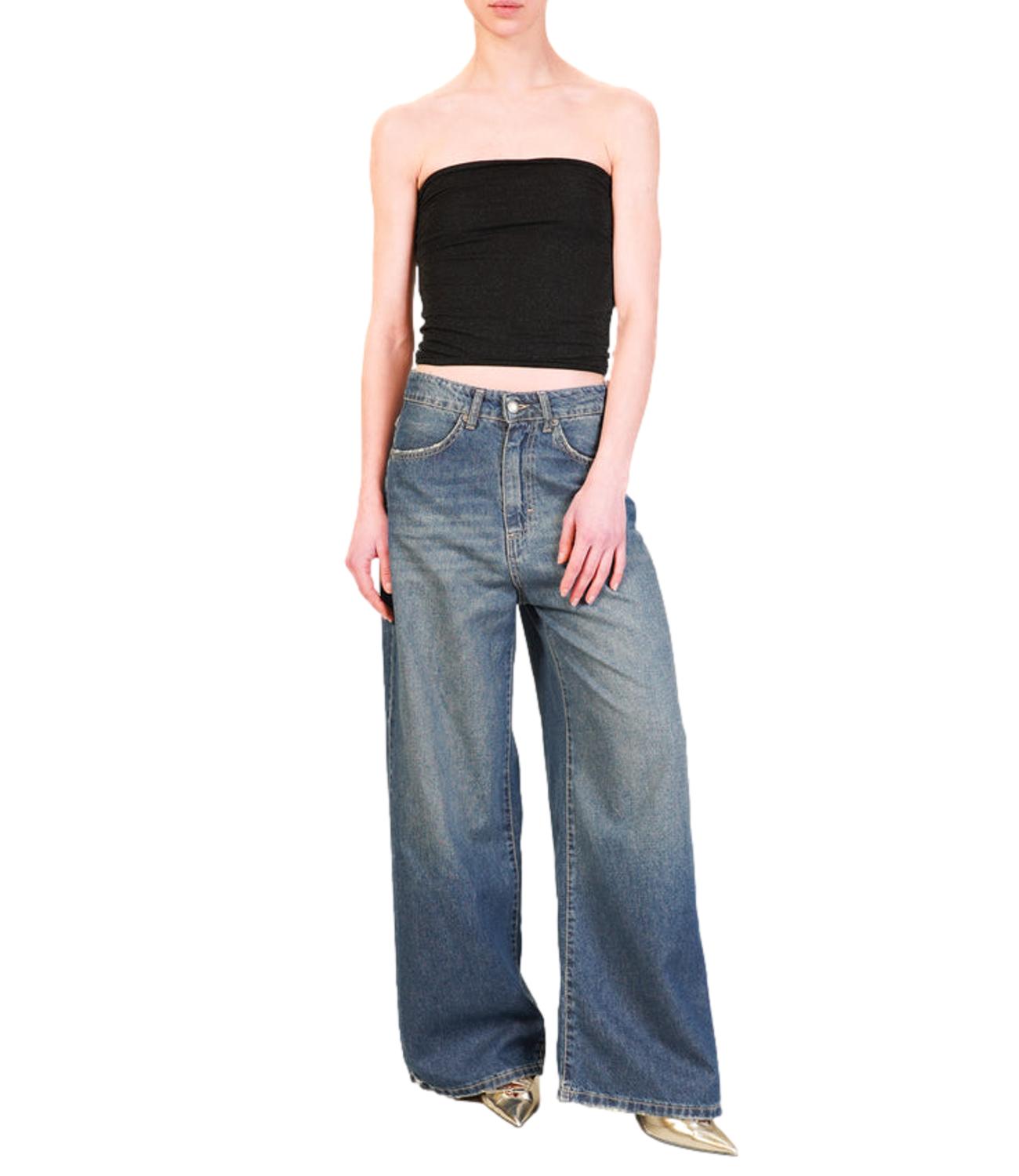 Kontatto top fascia lurex nero donna