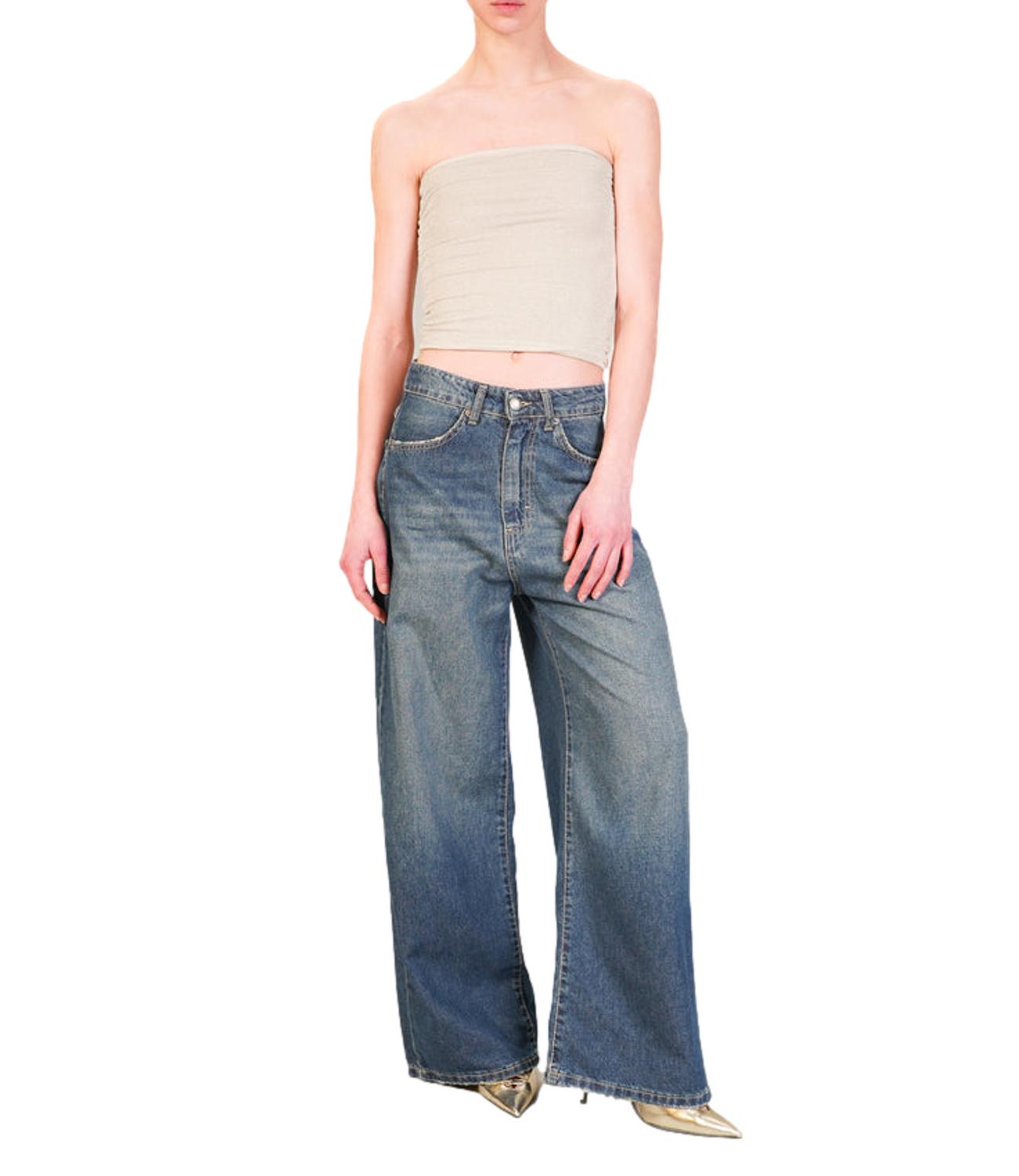 Kontatto top fascia lurex crema donna
