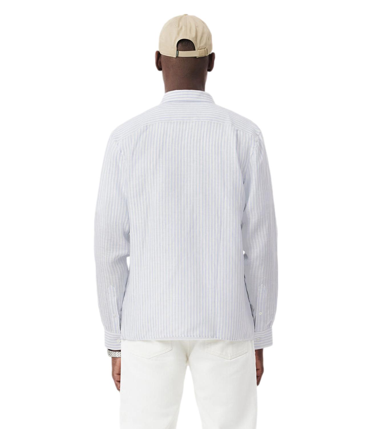Camicia Lacoste in lino bianca a righe
