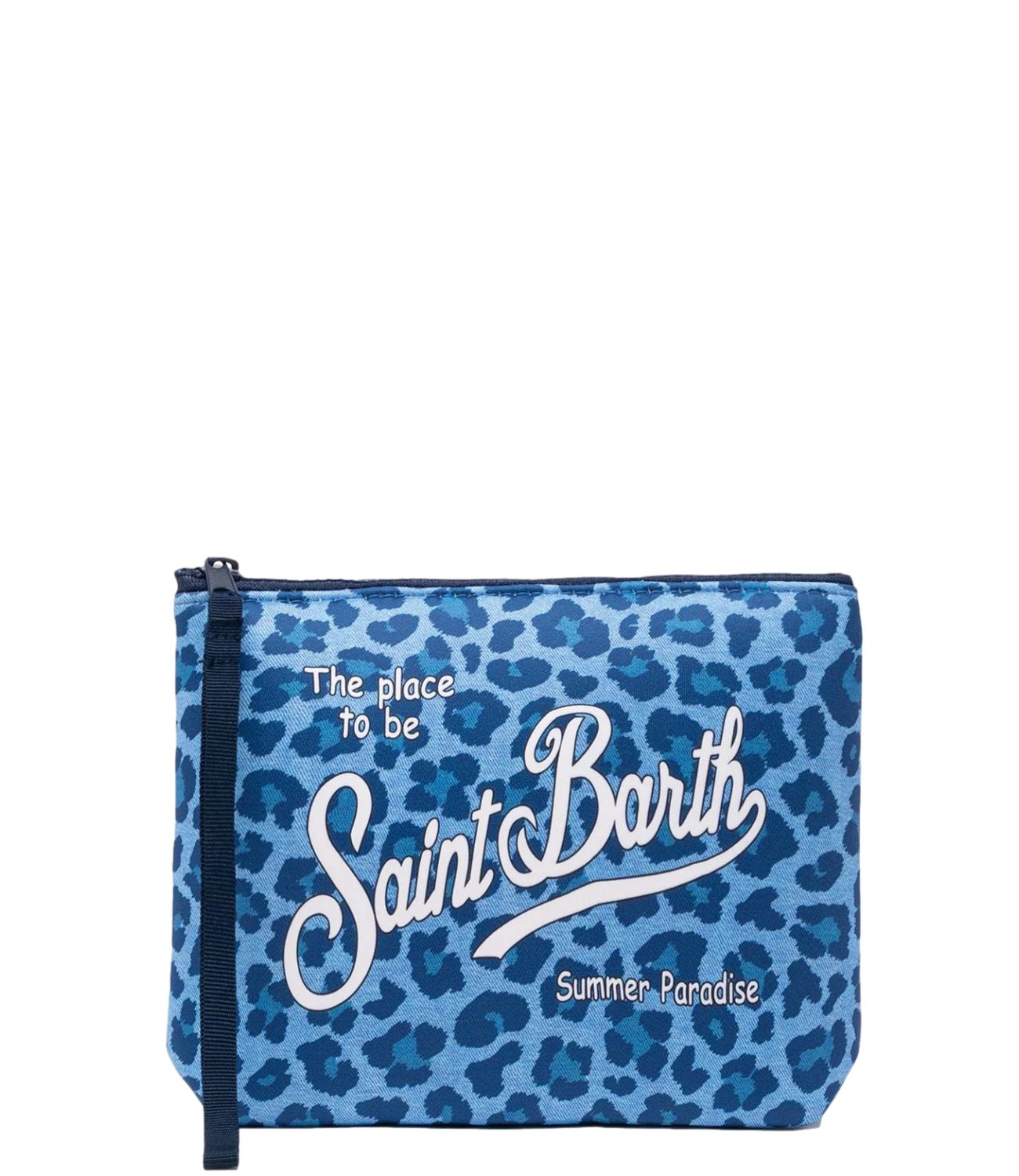 Pochette blu maculata Denim Leo