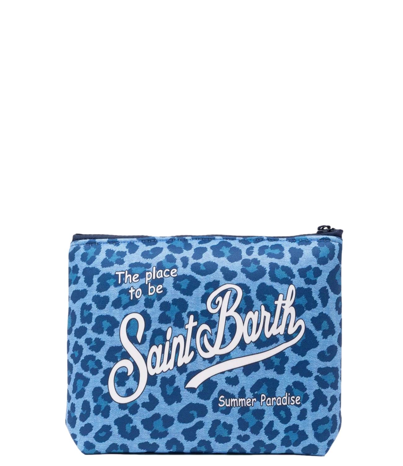 Pochette blu maculata Denim Leo
