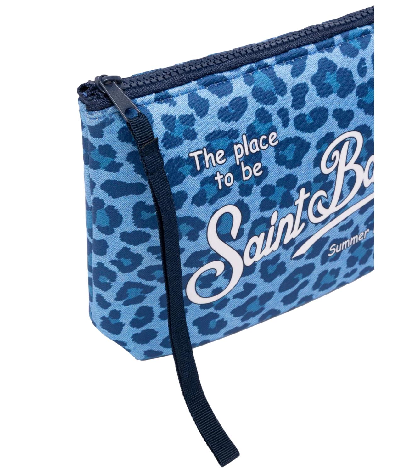 Pochette blu maculata Denim Leo