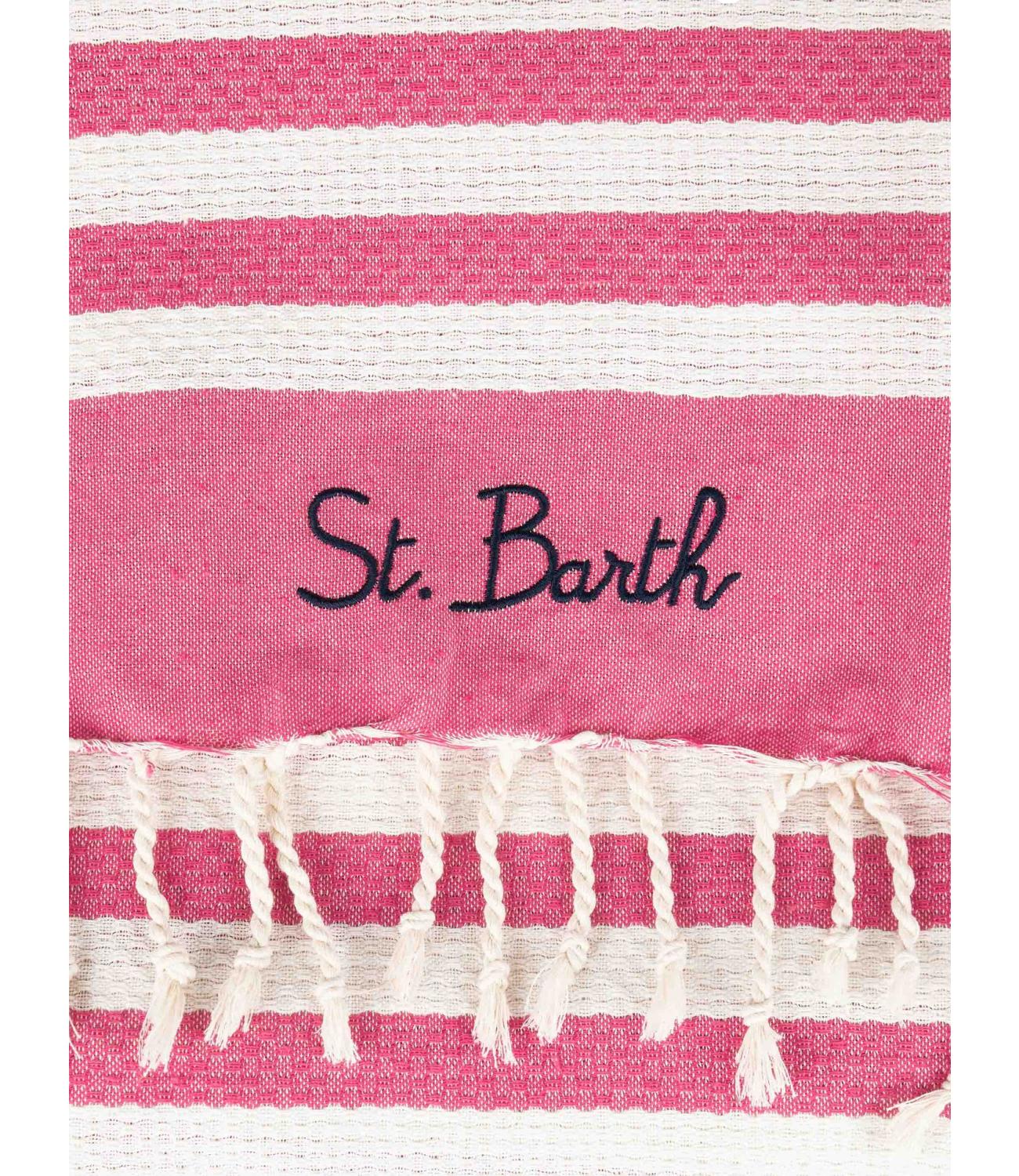 Telo mare MC2 Saint Barth a strisce fuchsia e bianche